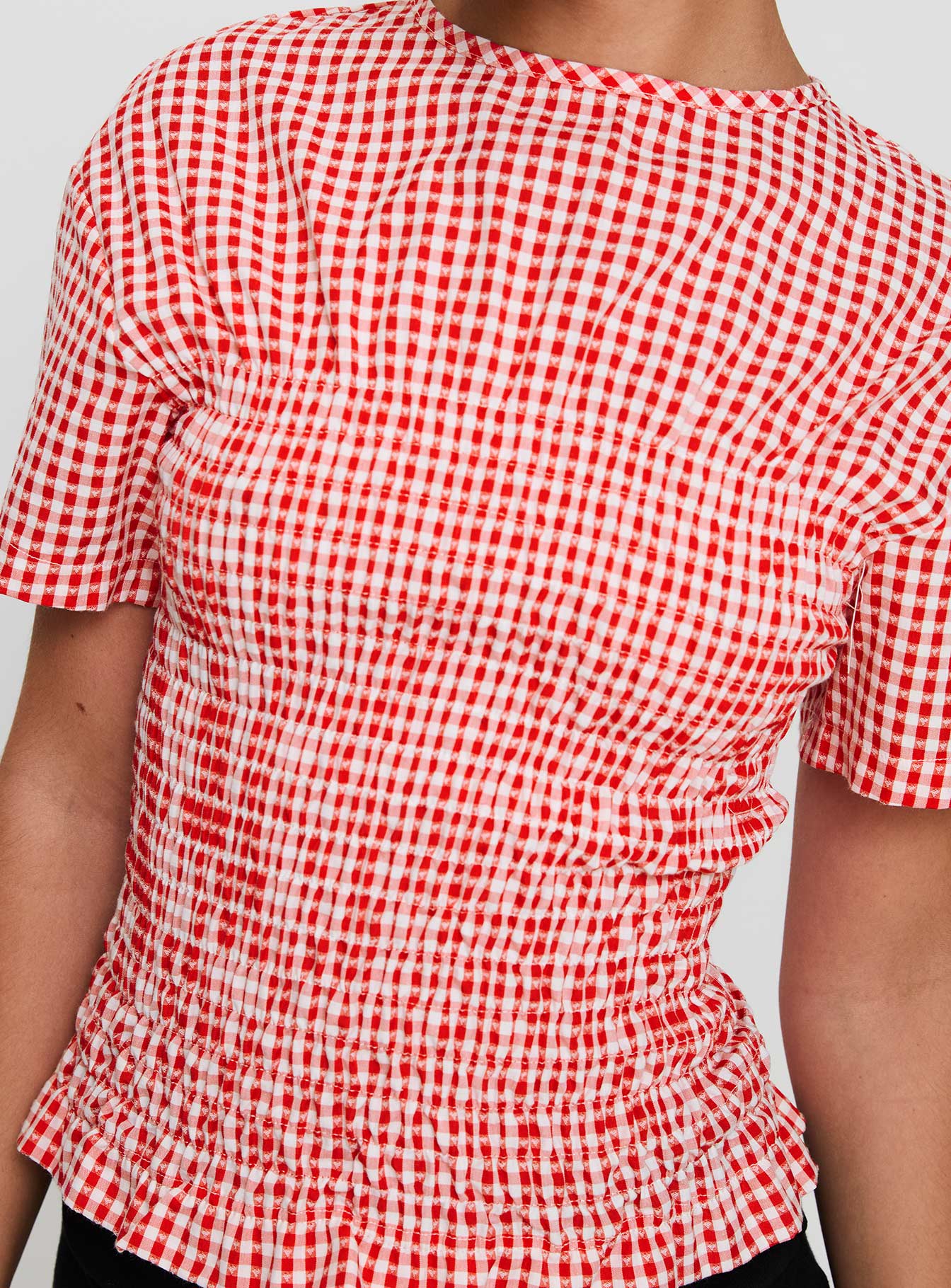Maybe Tomorrow Ruched Top Red Check - Image 6