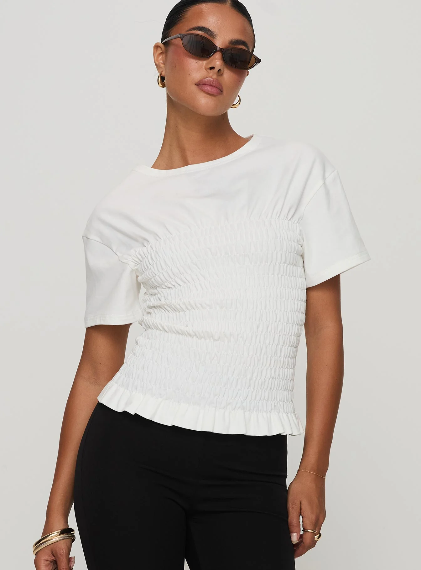 Maybe Tomorrow Ruched Top White - Image 2