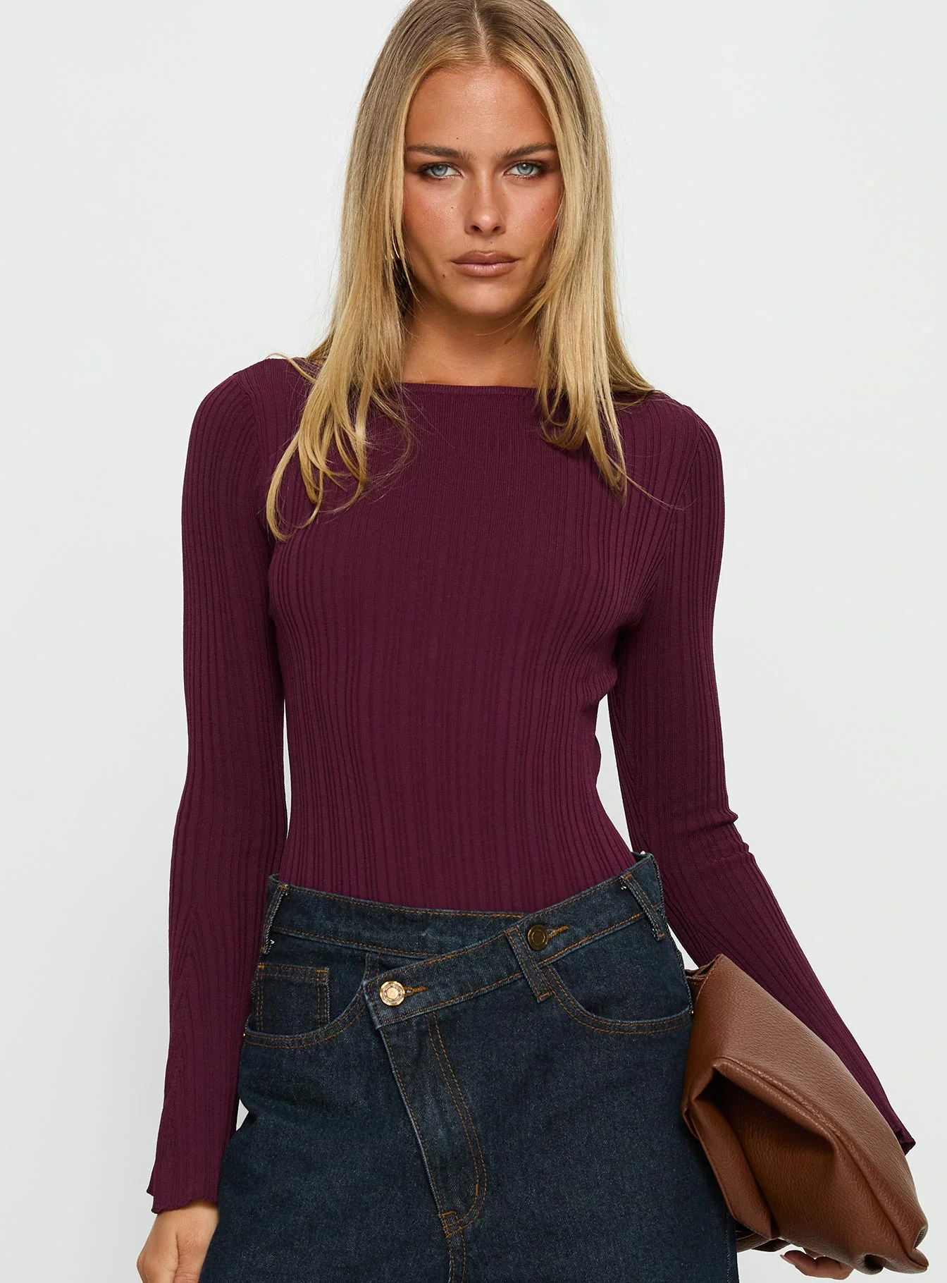Mayok Long Sleeve Bodysuit Plum - Image 2