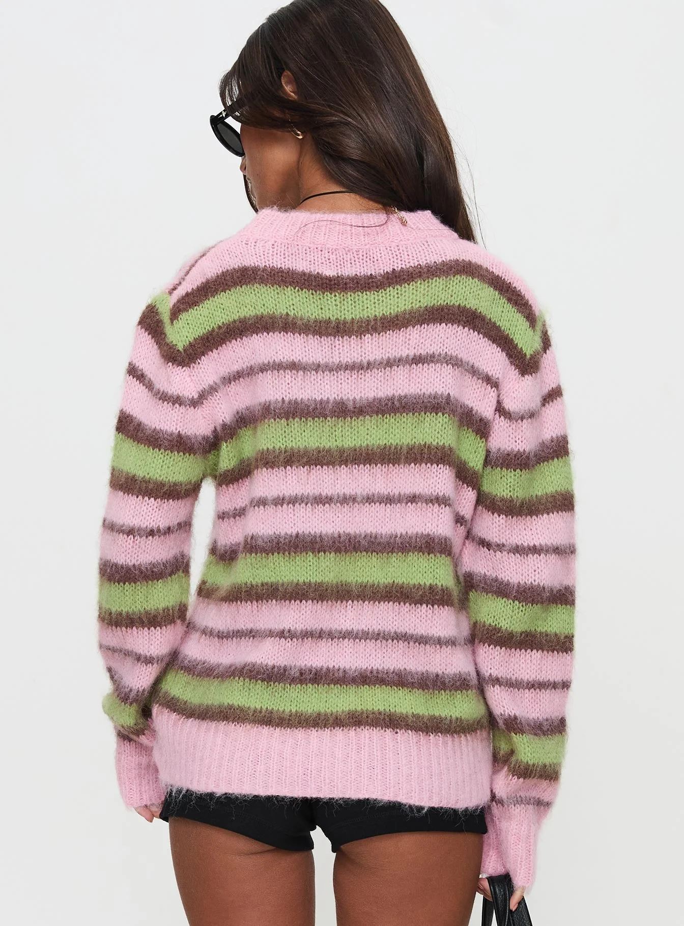 Maysie Crew Neck Knit Sweater Green / Pink - Image 4