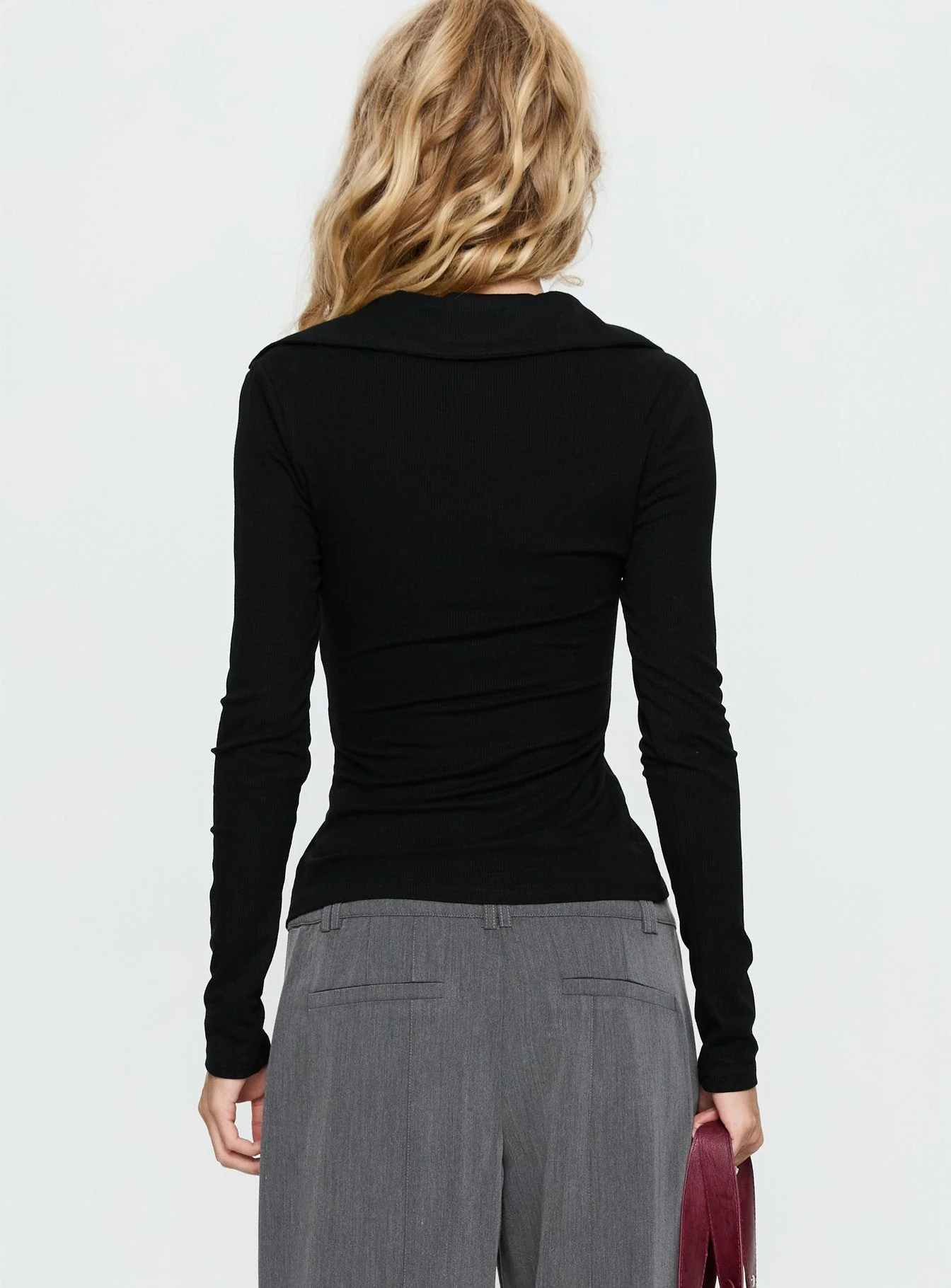 Meeghan Long Sleeve Button Up Top Black - Image 4