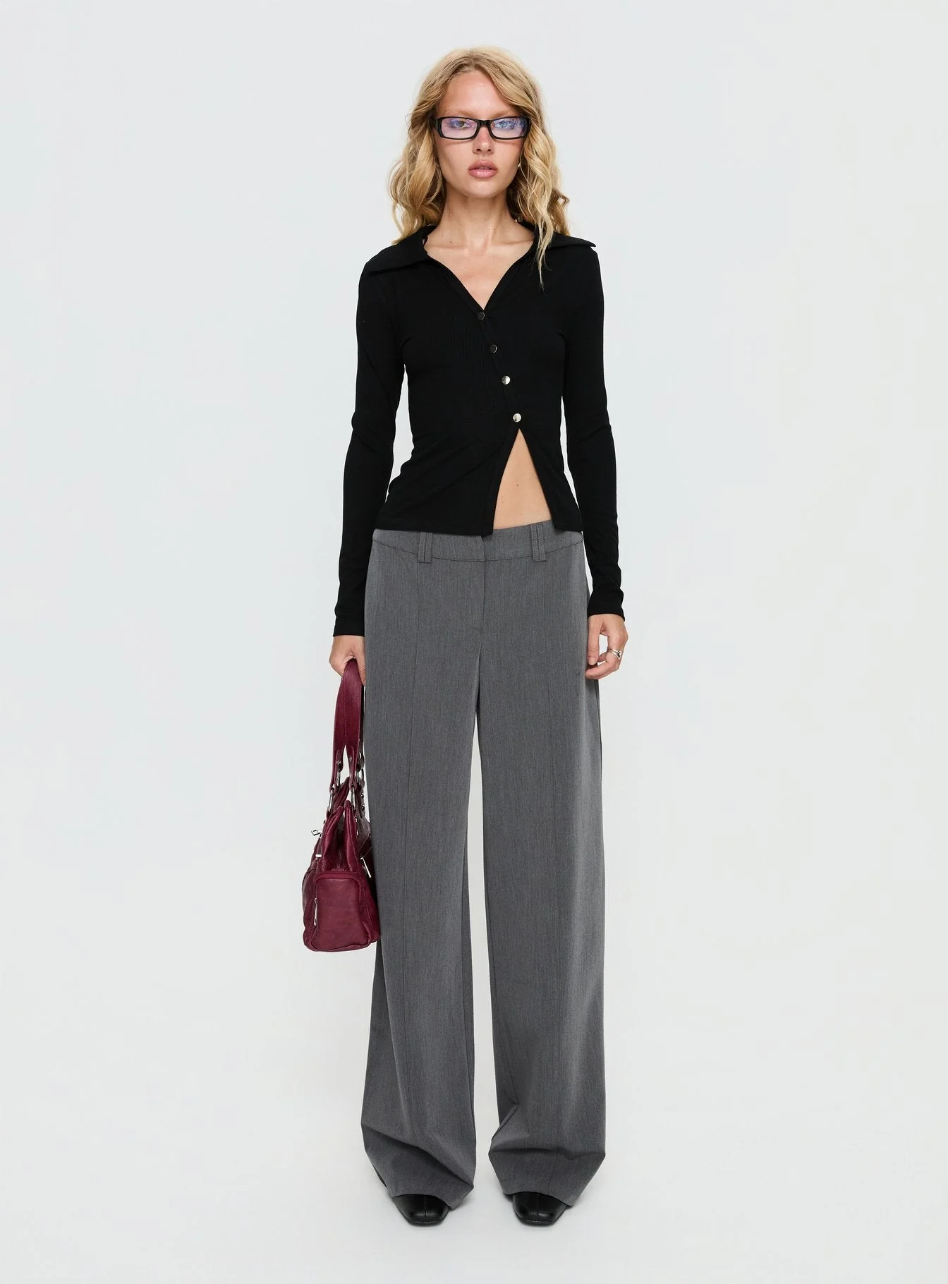 Meeghan Long Sleeve Button Up Top Black - Image 6