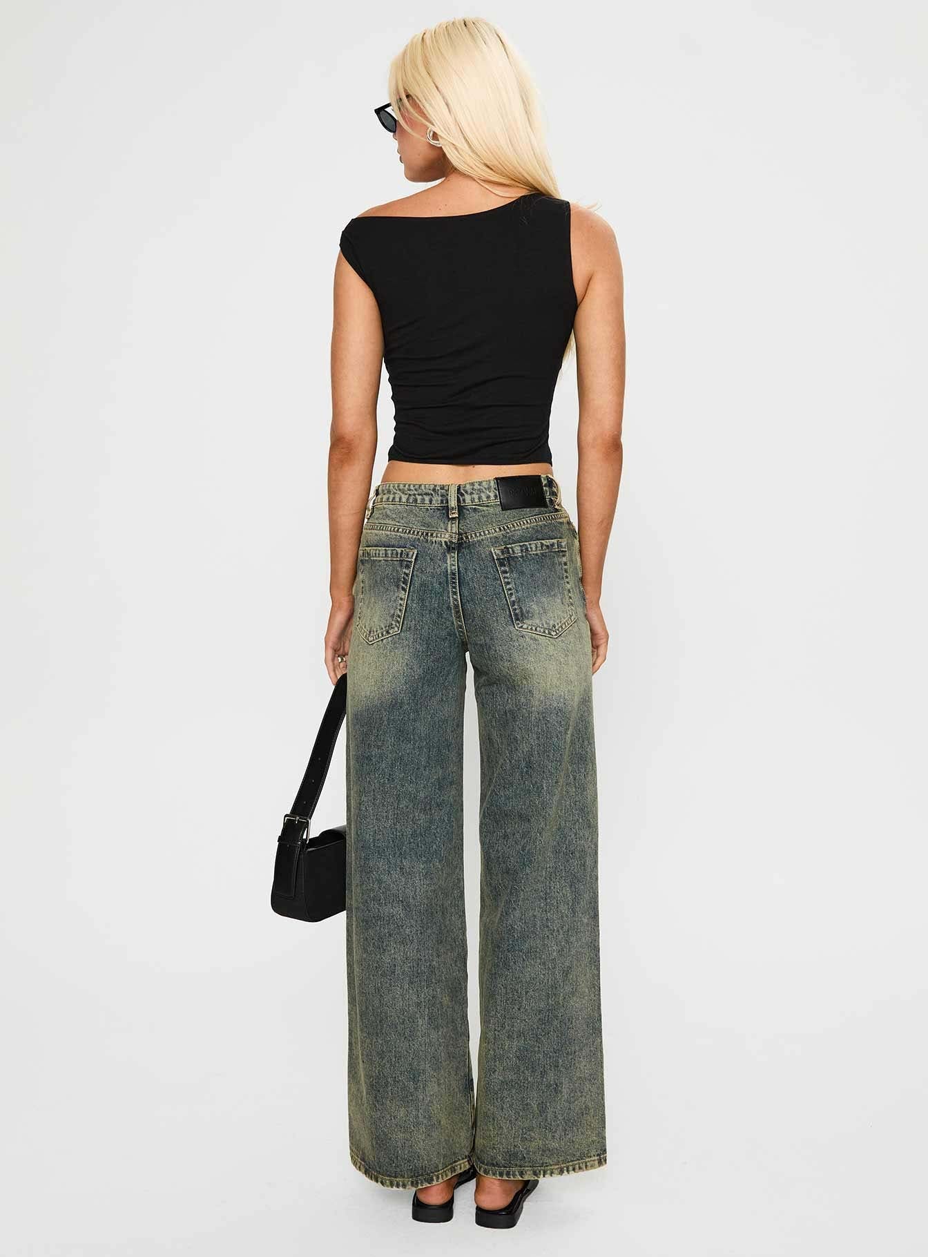 Mellowed Out Low Rise Straight Leg Jeans Antique Wash - Image 5