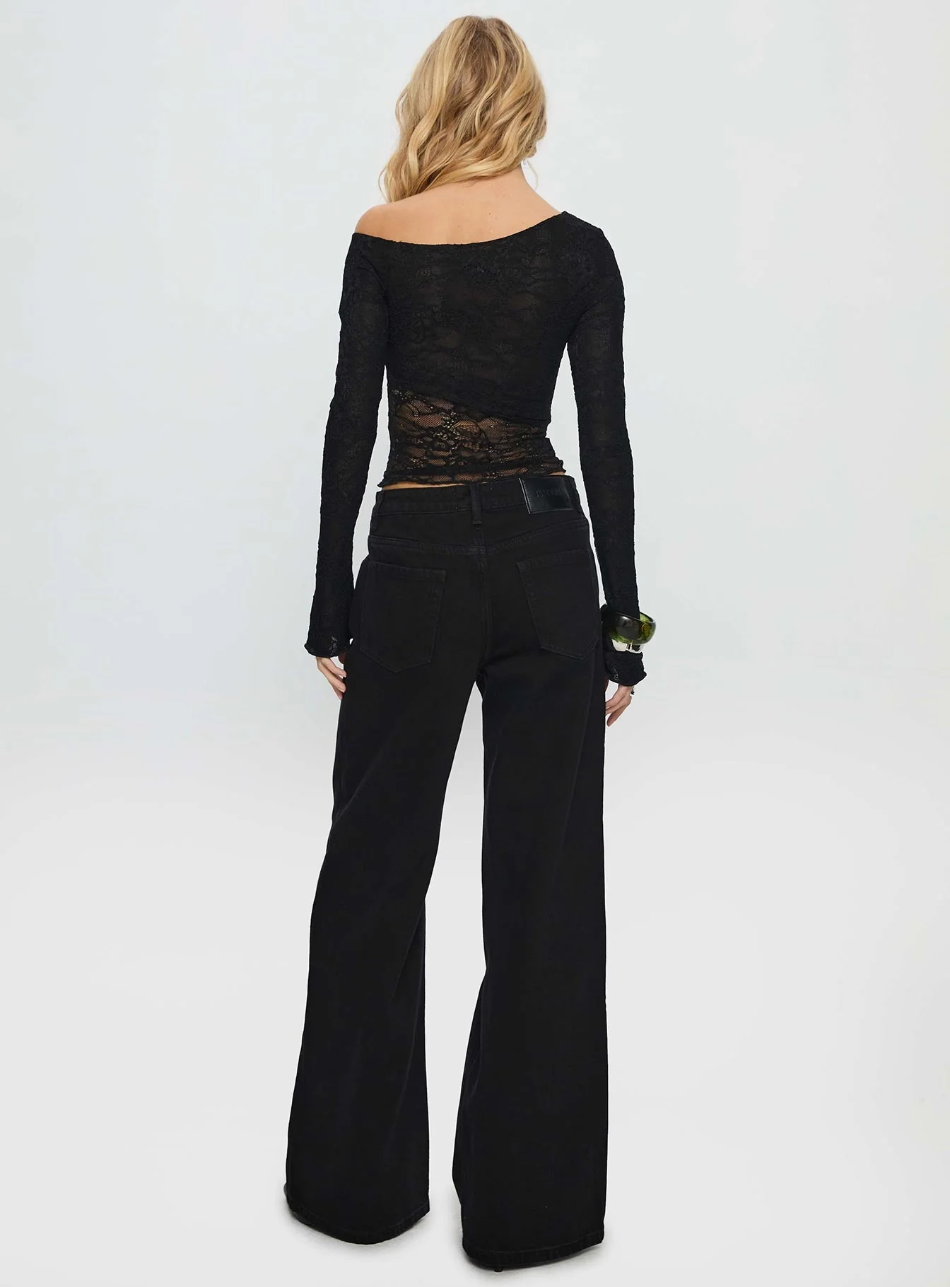 Mellowed Out Low Rise Straight Leg Jeans Washed Black - Image 5