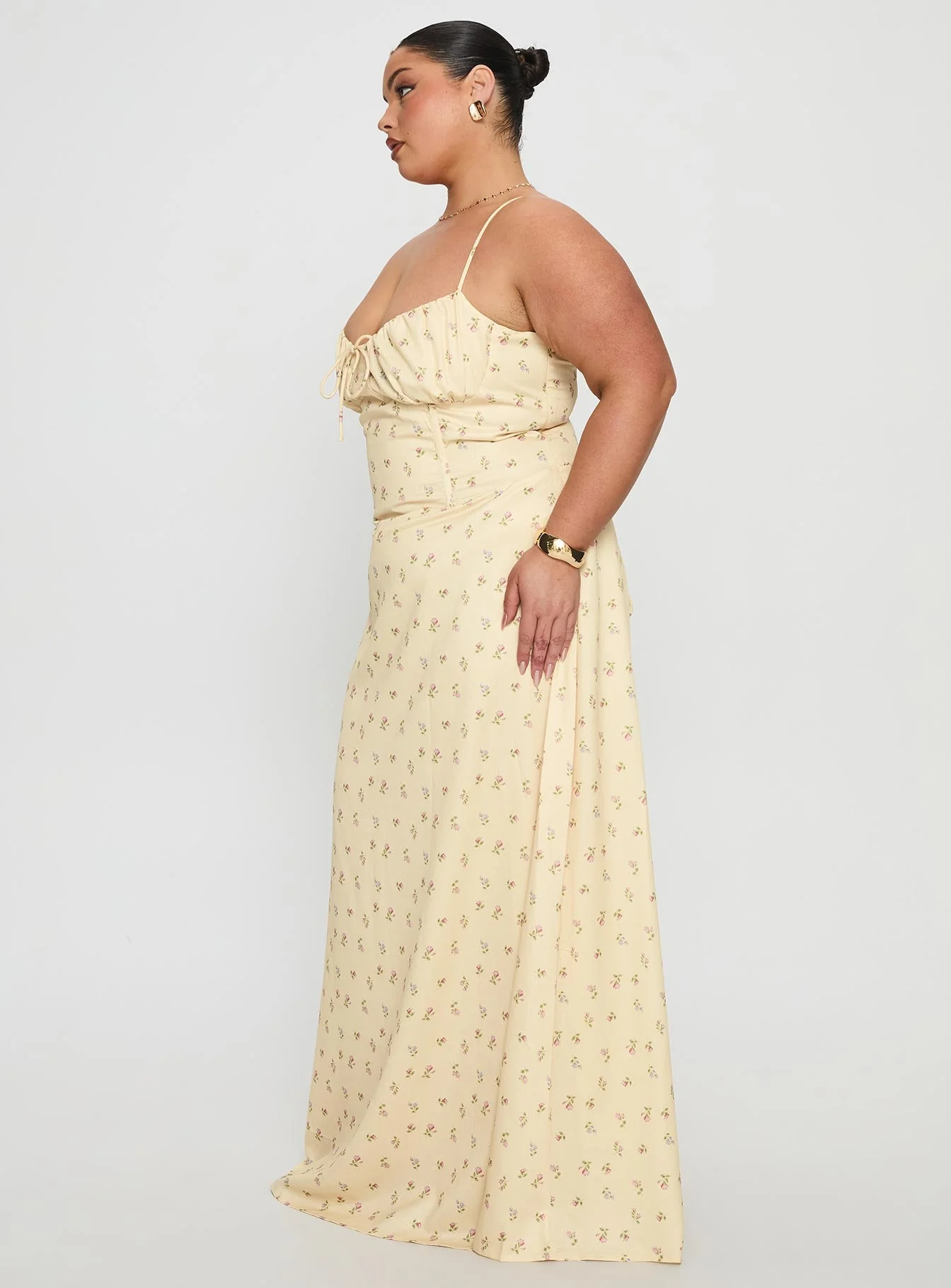 Members Only Maxi Dress Yellow Floral Curve - Image 4