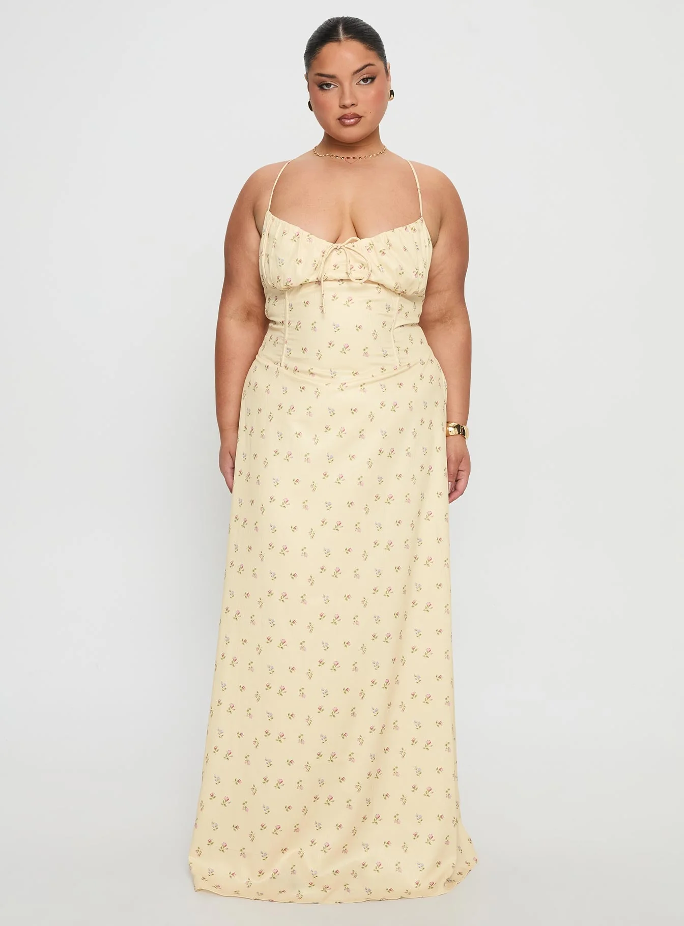 Members Only Maxi Dress Yellow Floral Curve - Image 7