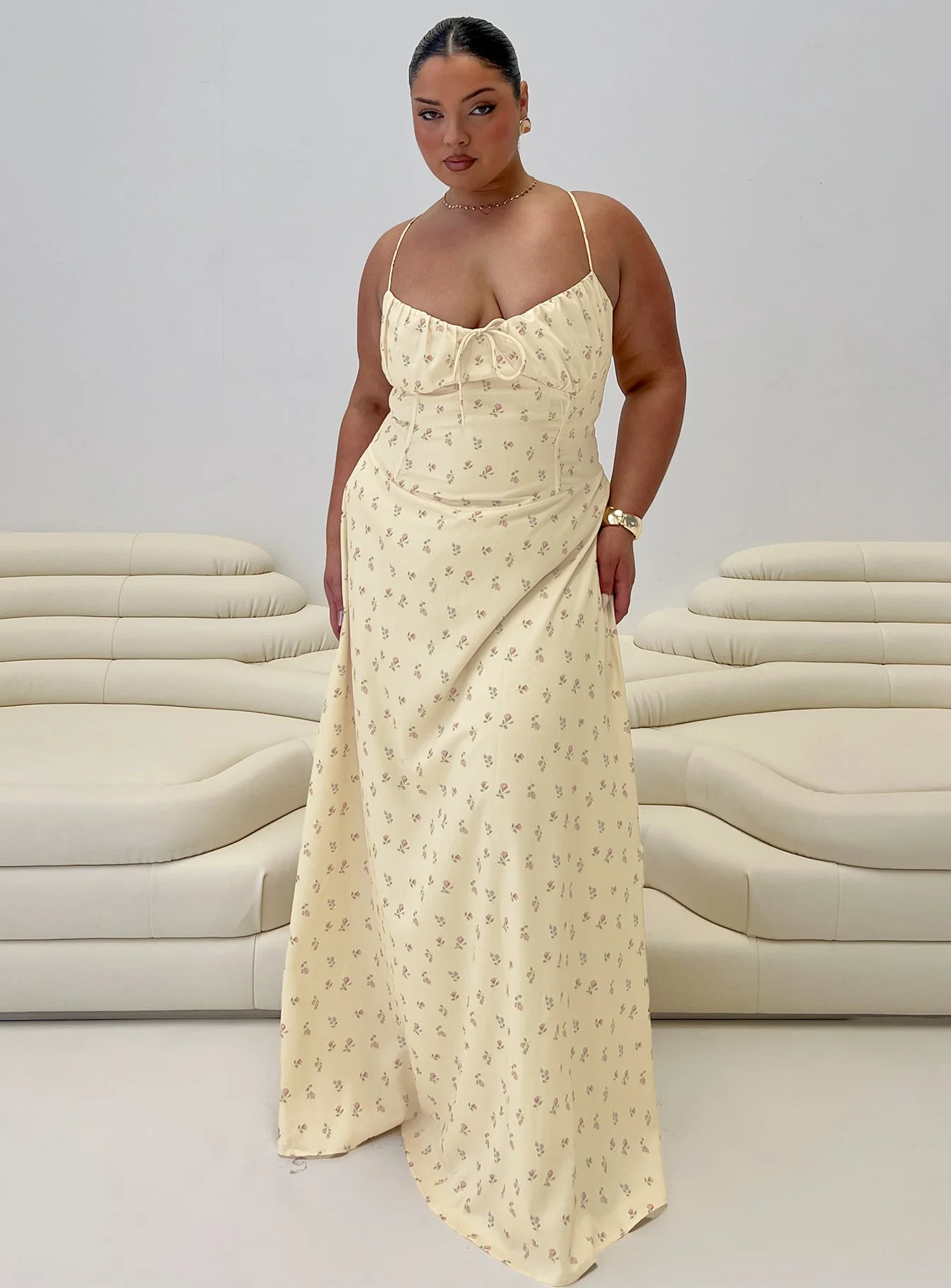 Members Only Maxi Dress Yellow Floral Curve - Image 8