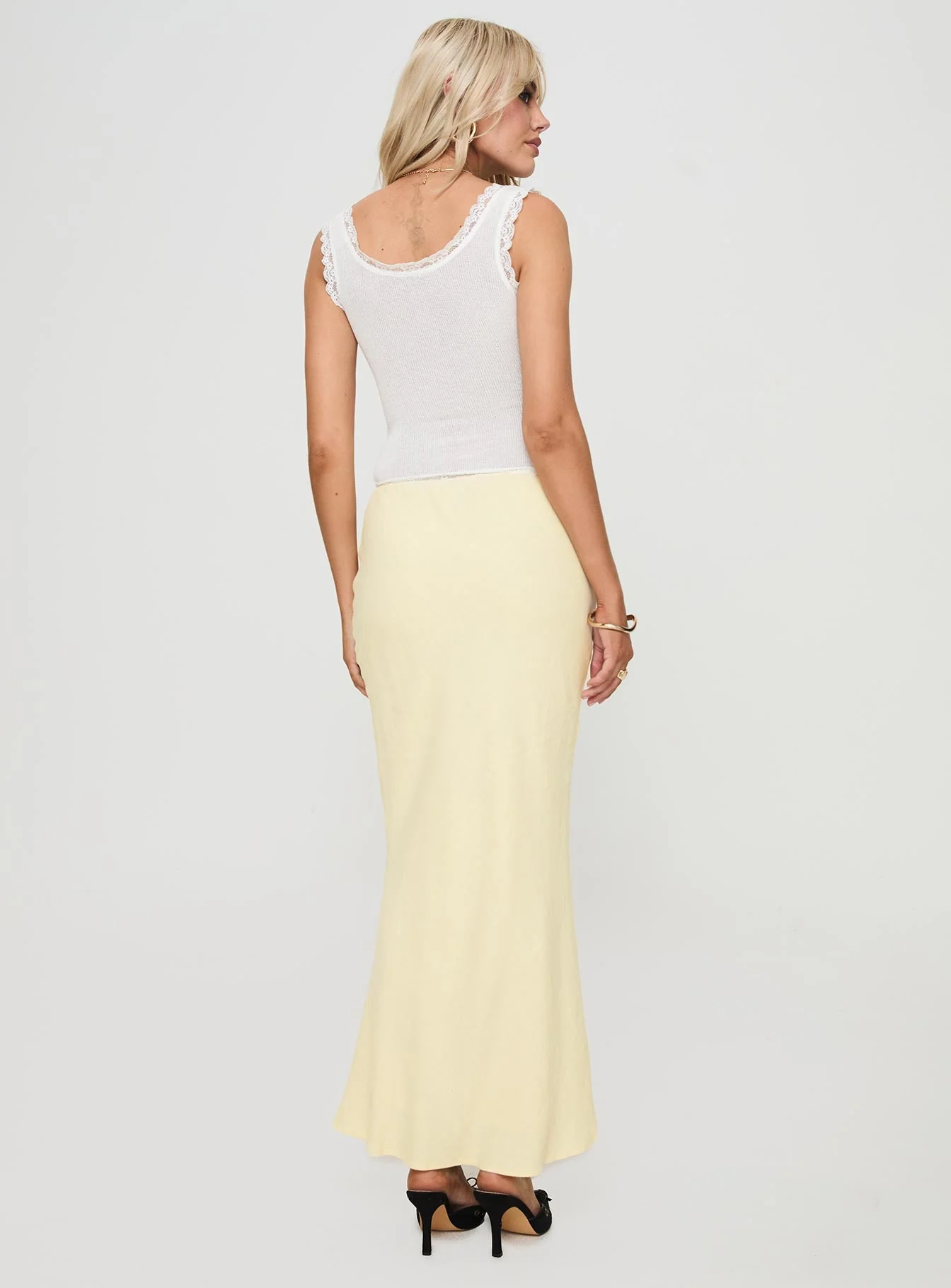 Mercer Linen Blend Maxi Skirt Lemon - Image 5