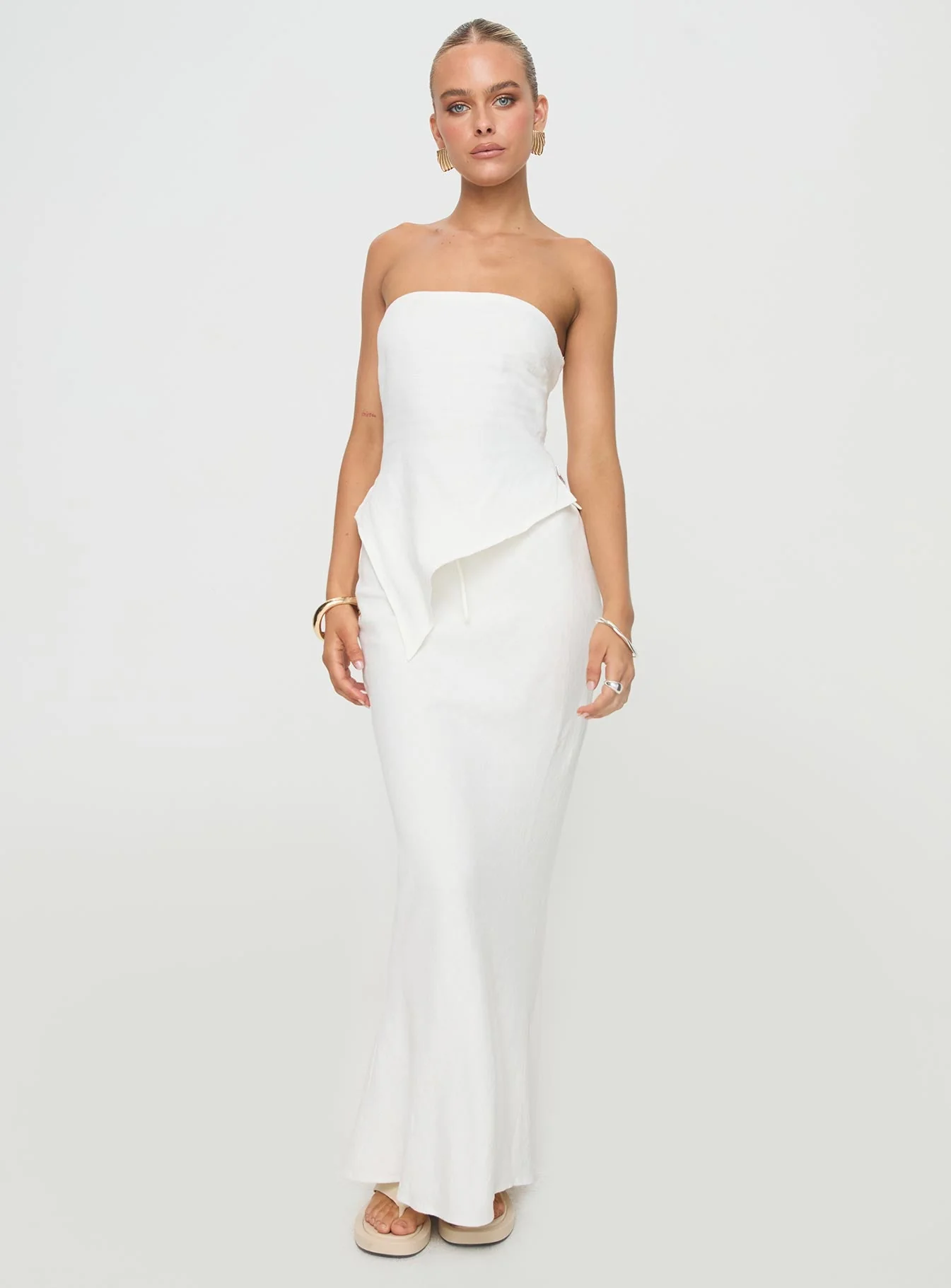 Mercer Linen Blend Maxi Skirt White - Image 3