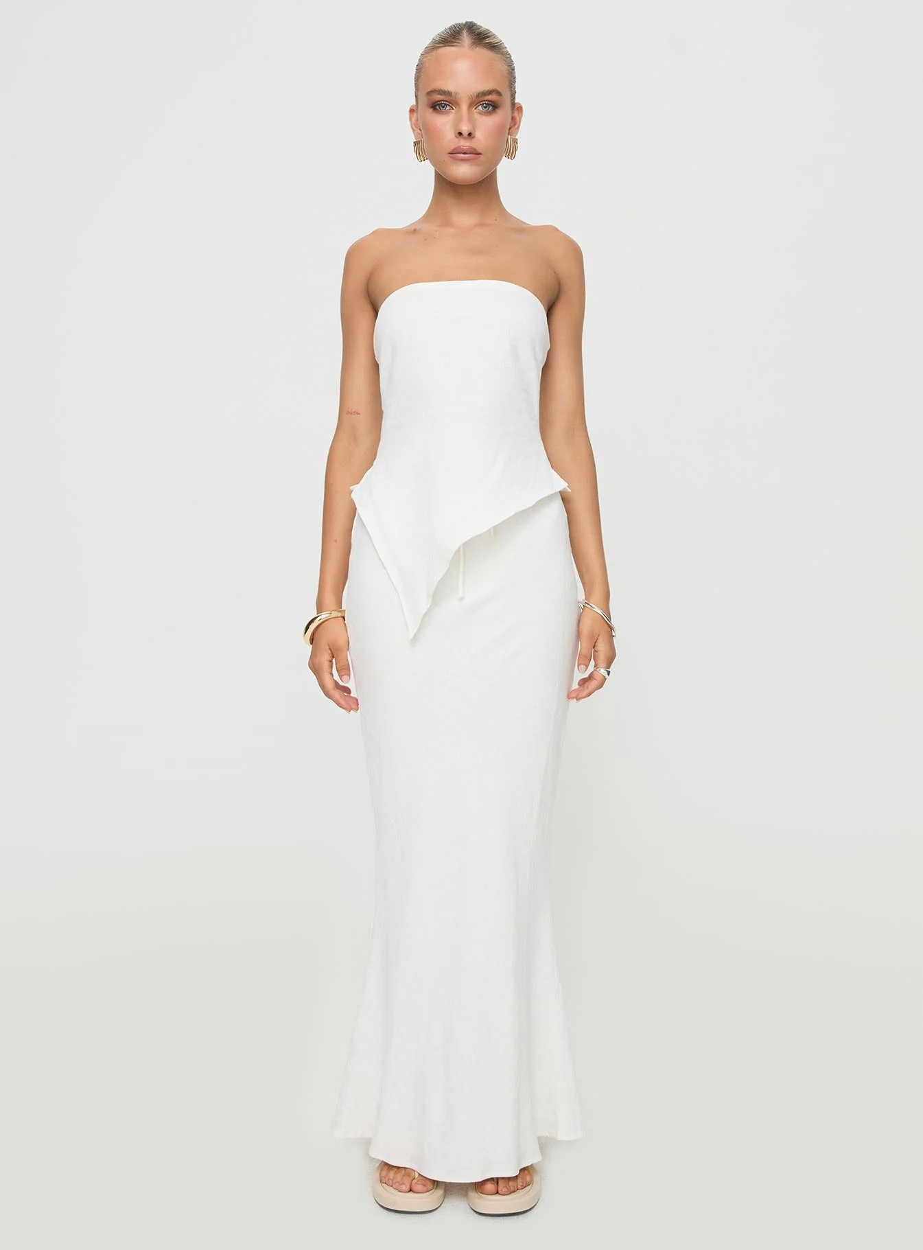 Mercer Linen Blend Maxi Skirt White - Image 7