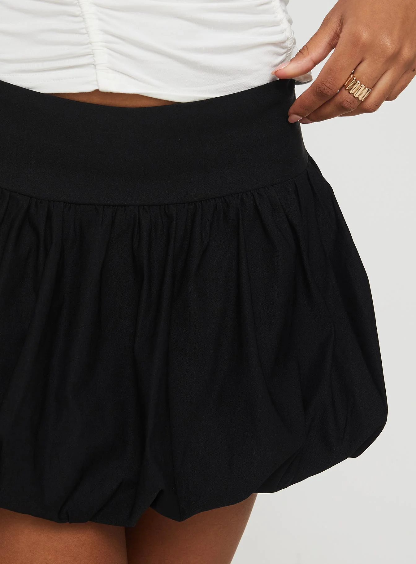 Mersale Bubble Hem Mini Skirt Black - Image 6