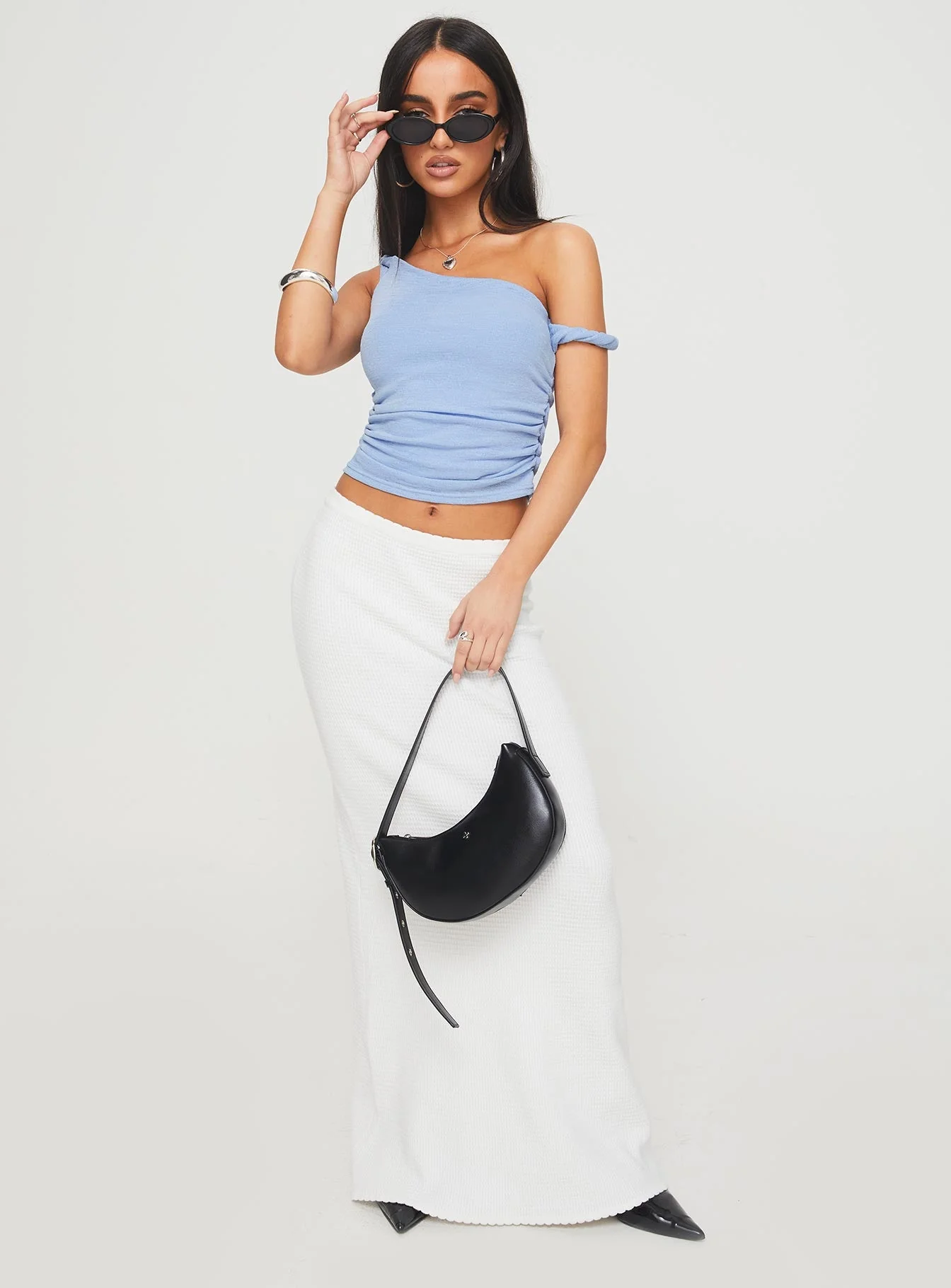 Messenger One Shoulder Top Blue - Image 3
