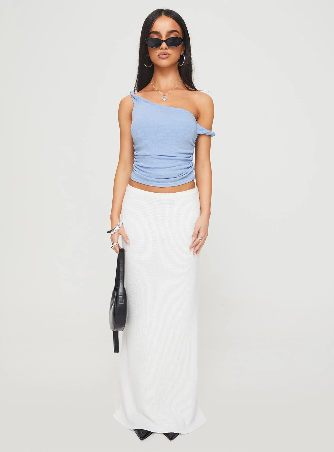 Messenger One Shoulder Top Blue - Image 7