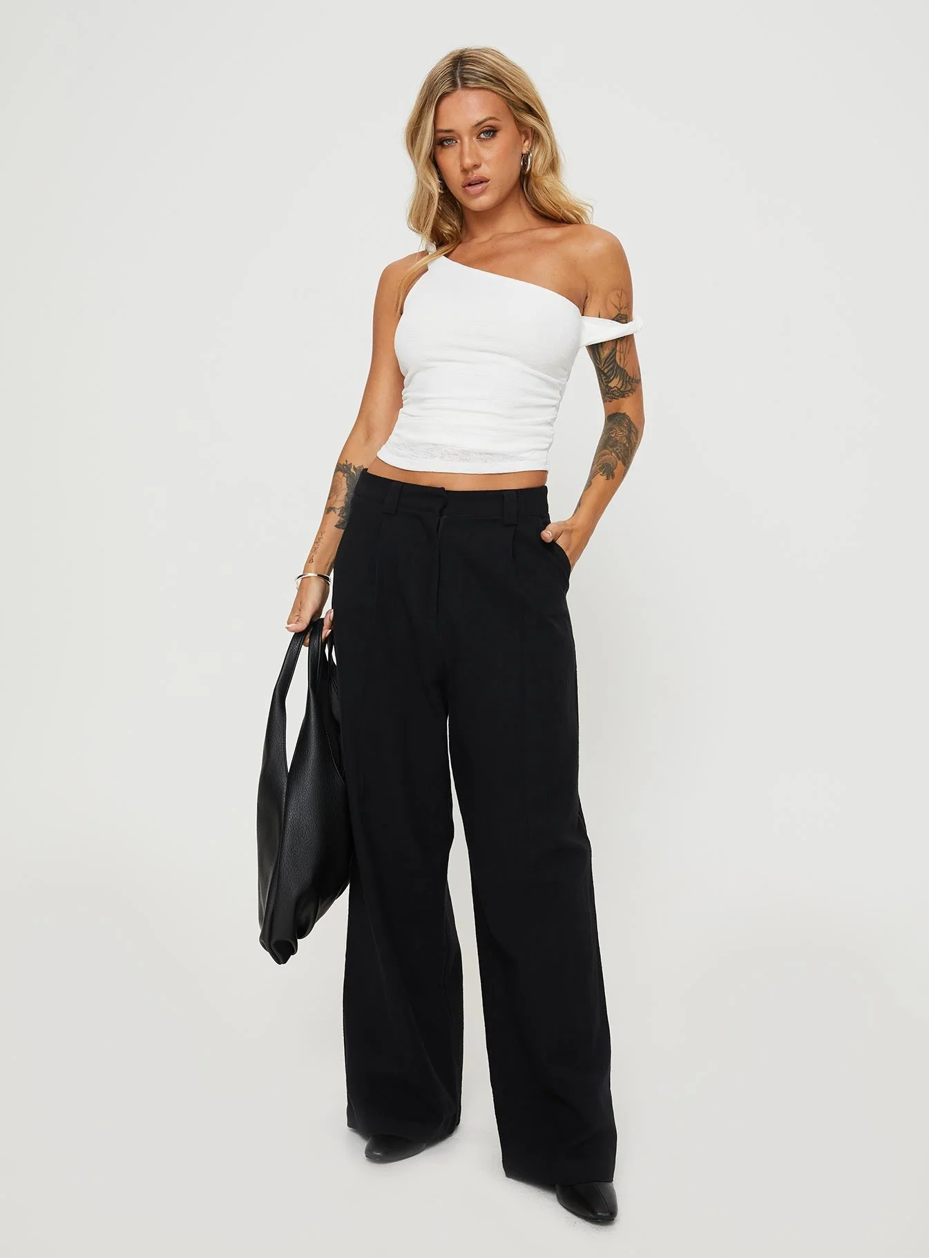 Messenger One Shoulder Top White - Image 3