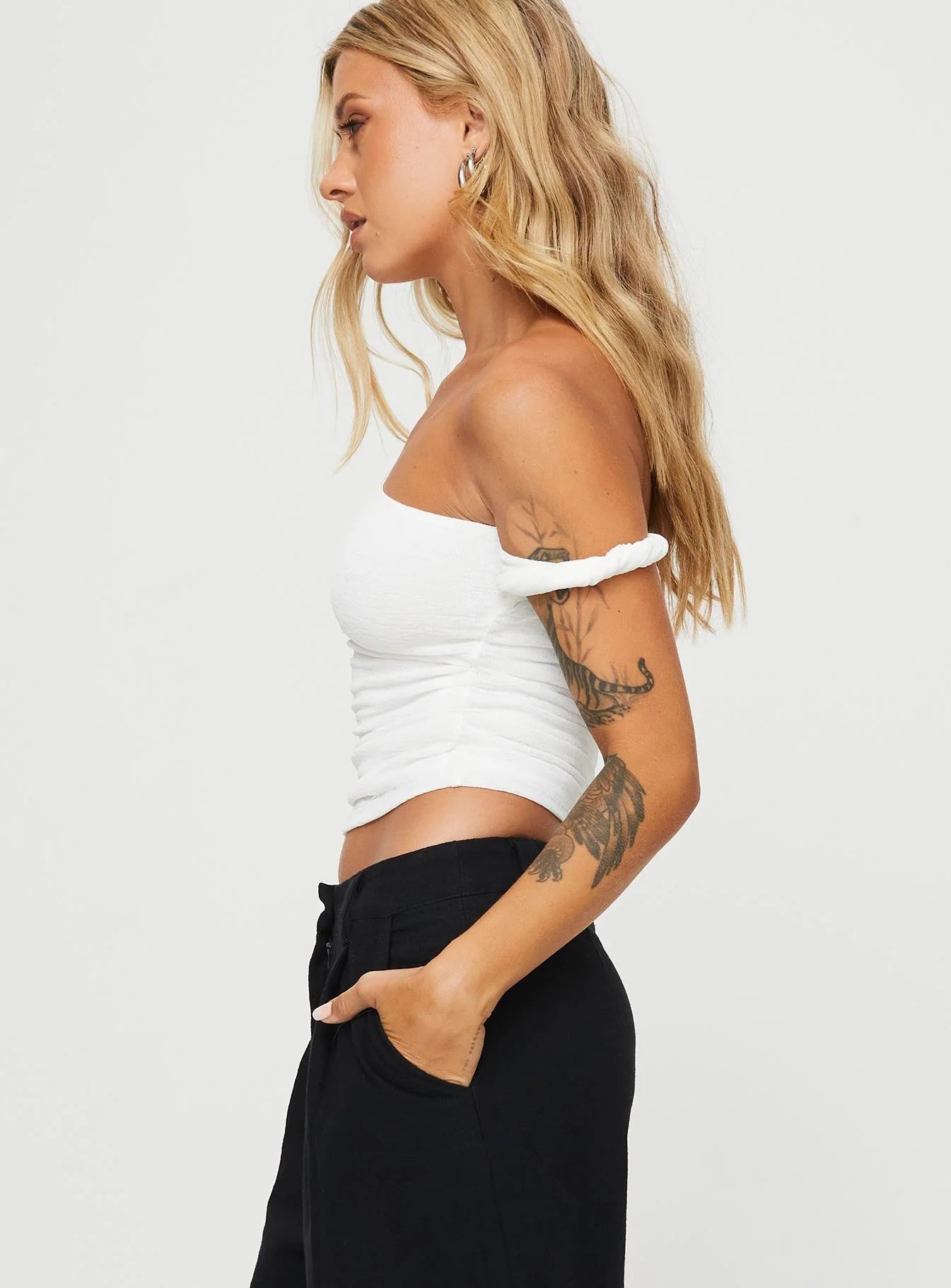 Messenger One Shoulder Top White - Image 4