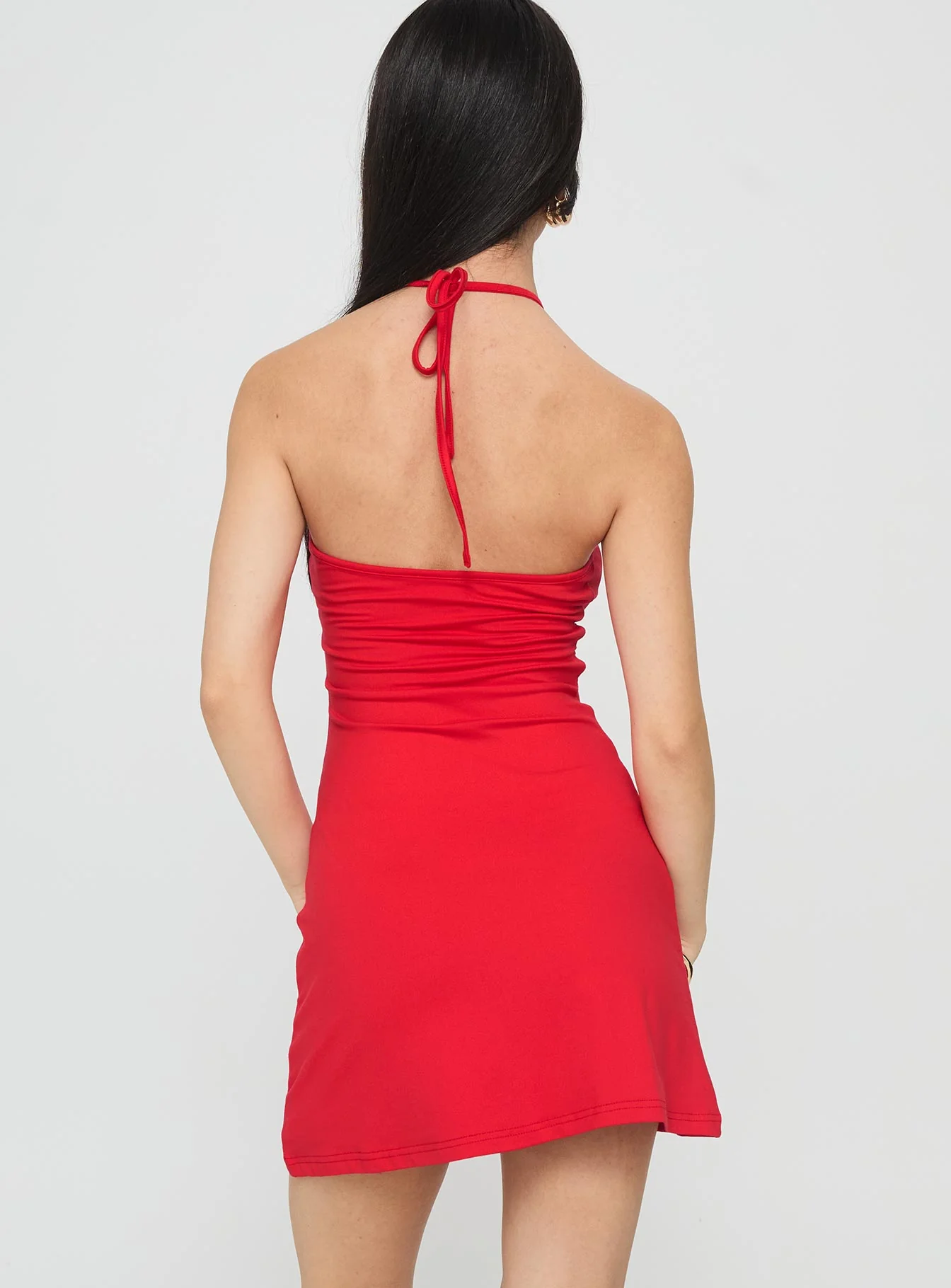 Miami Streets Cut Out Mini Dress Red - Image 4