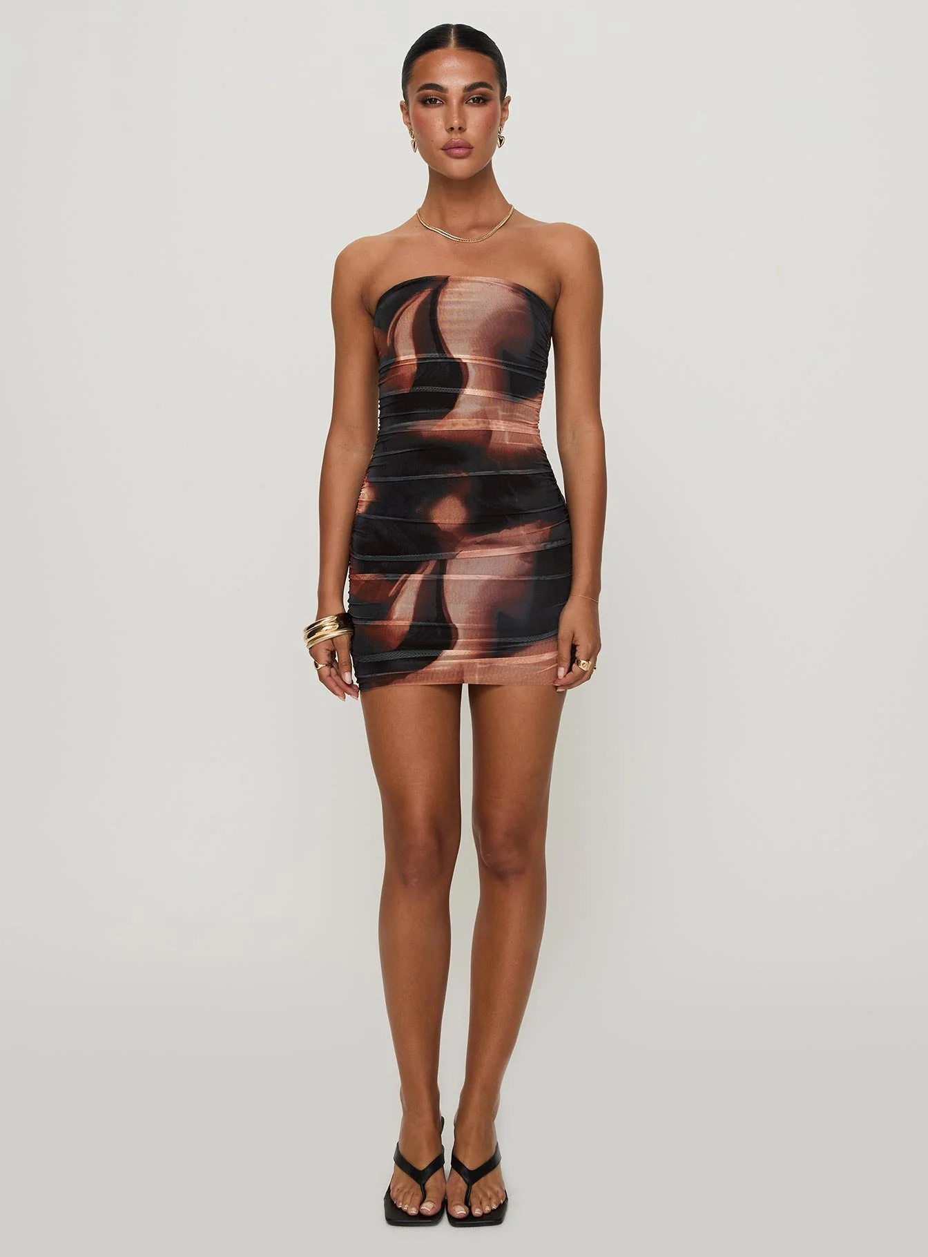 Kalena Mini Dress Brown Multi - Image 7