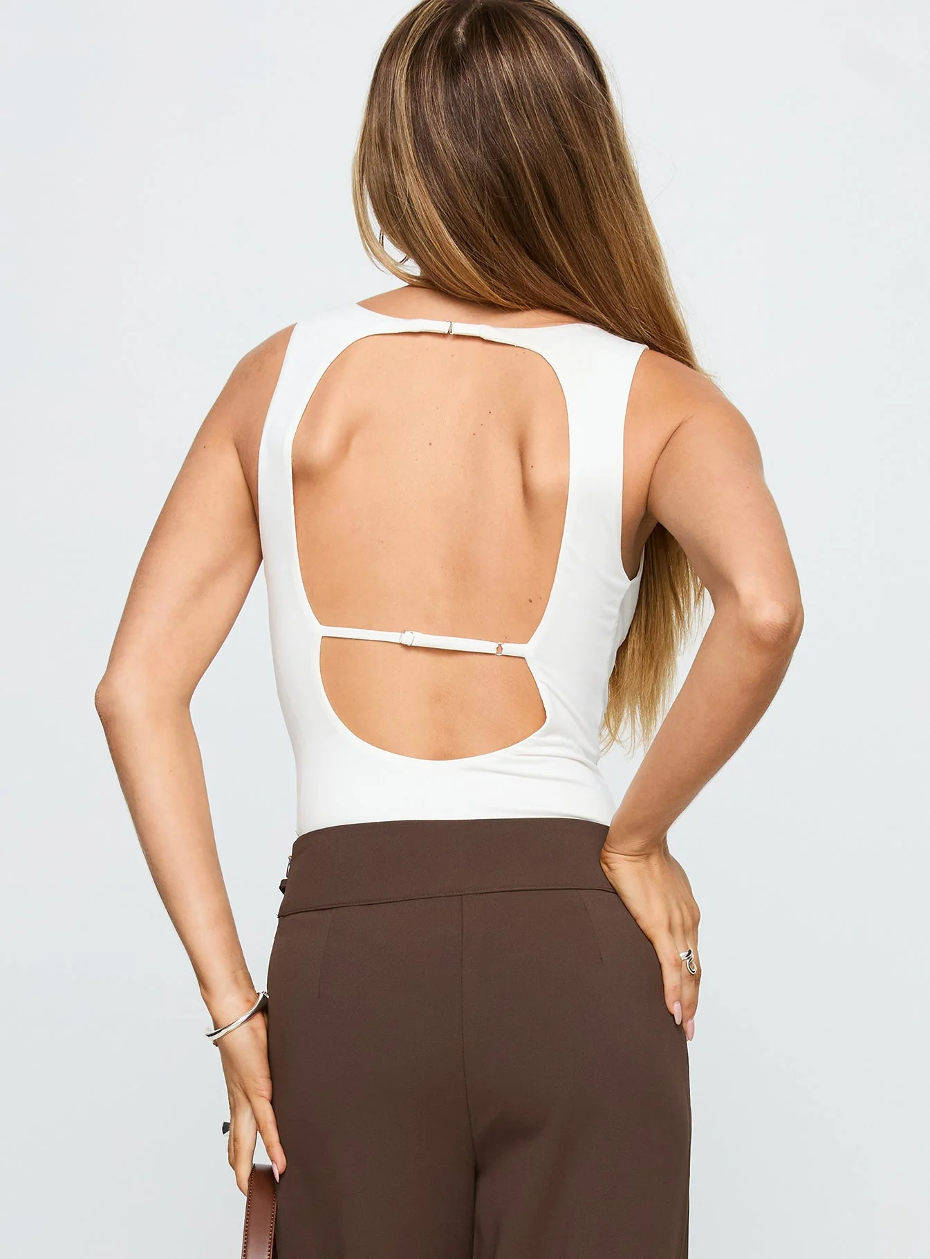Midnight In Paris Backless Bodysuit White - Image 5
