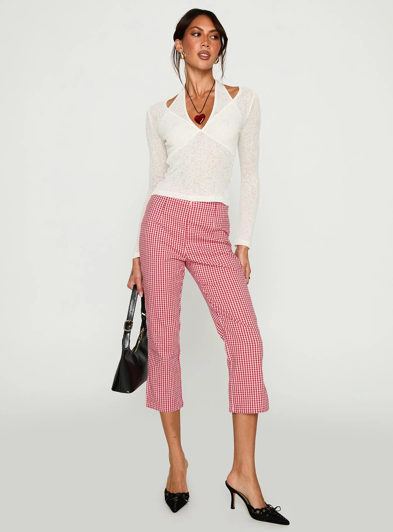 Mignonette Capri Pant Red Gingham - Image 3