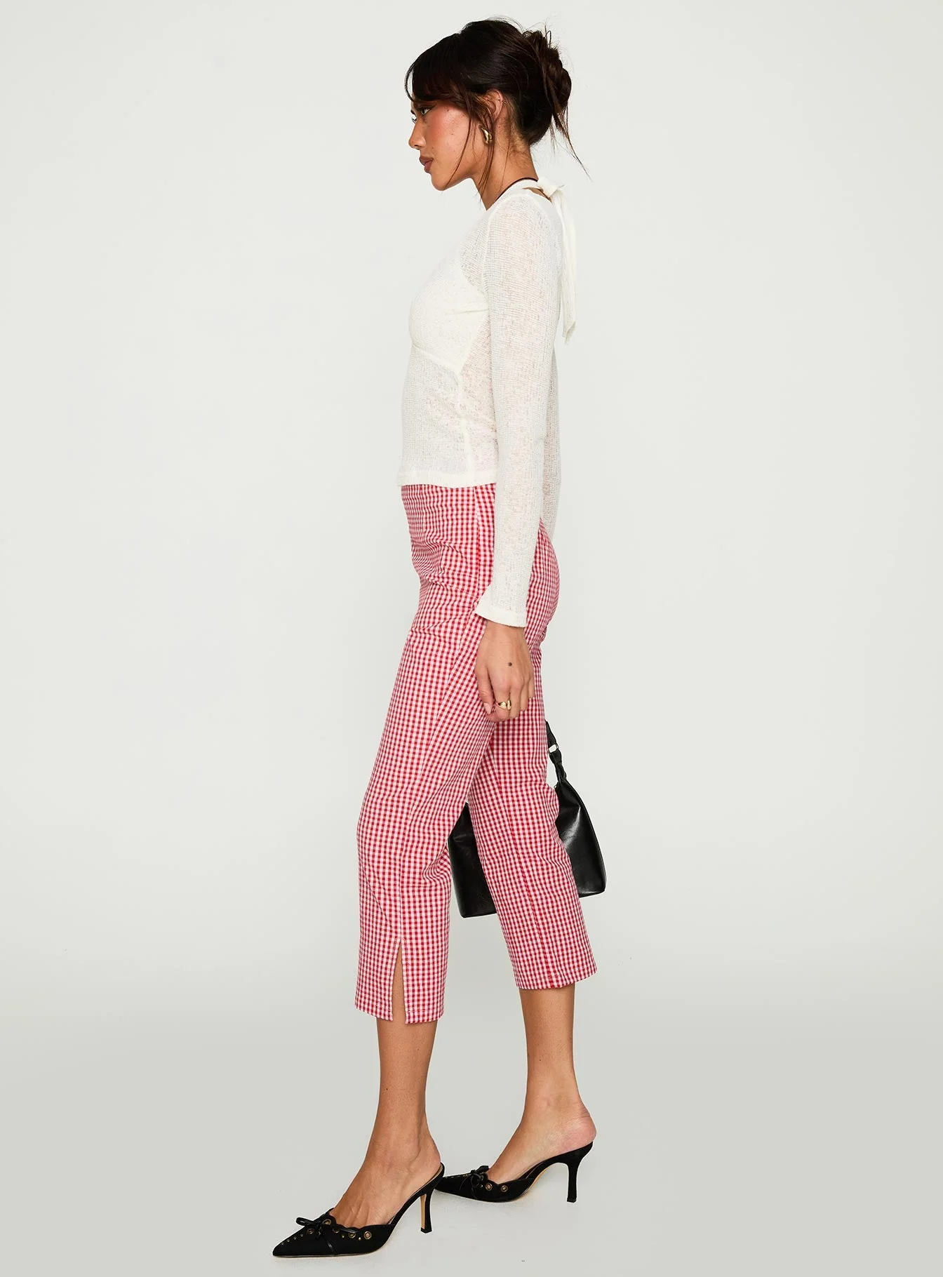 Mignonette Capri Pant Red Gingham - Image 4