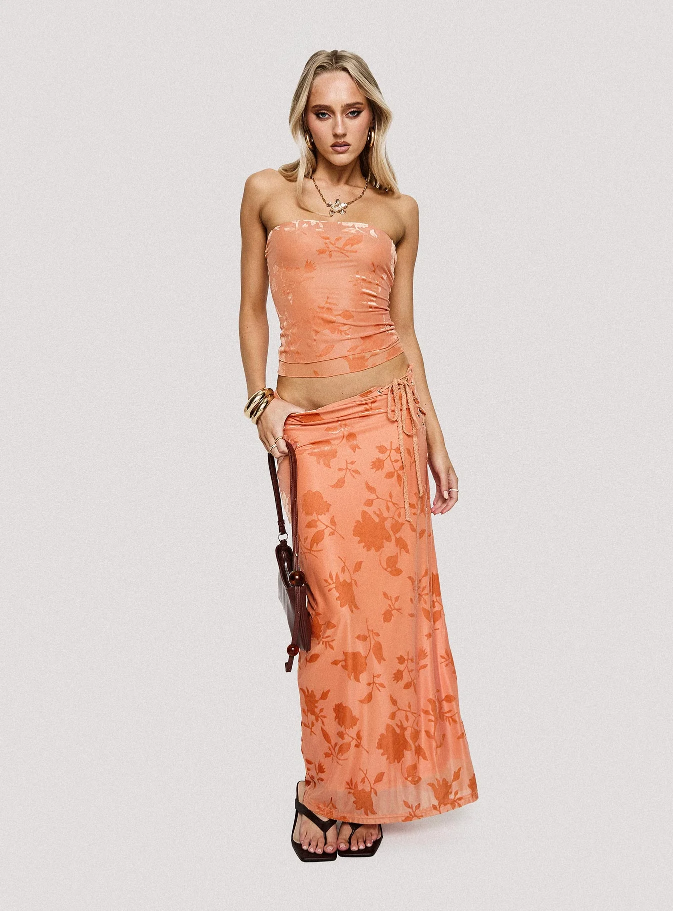 Mikah Maxi Skirt Orange - Image 8