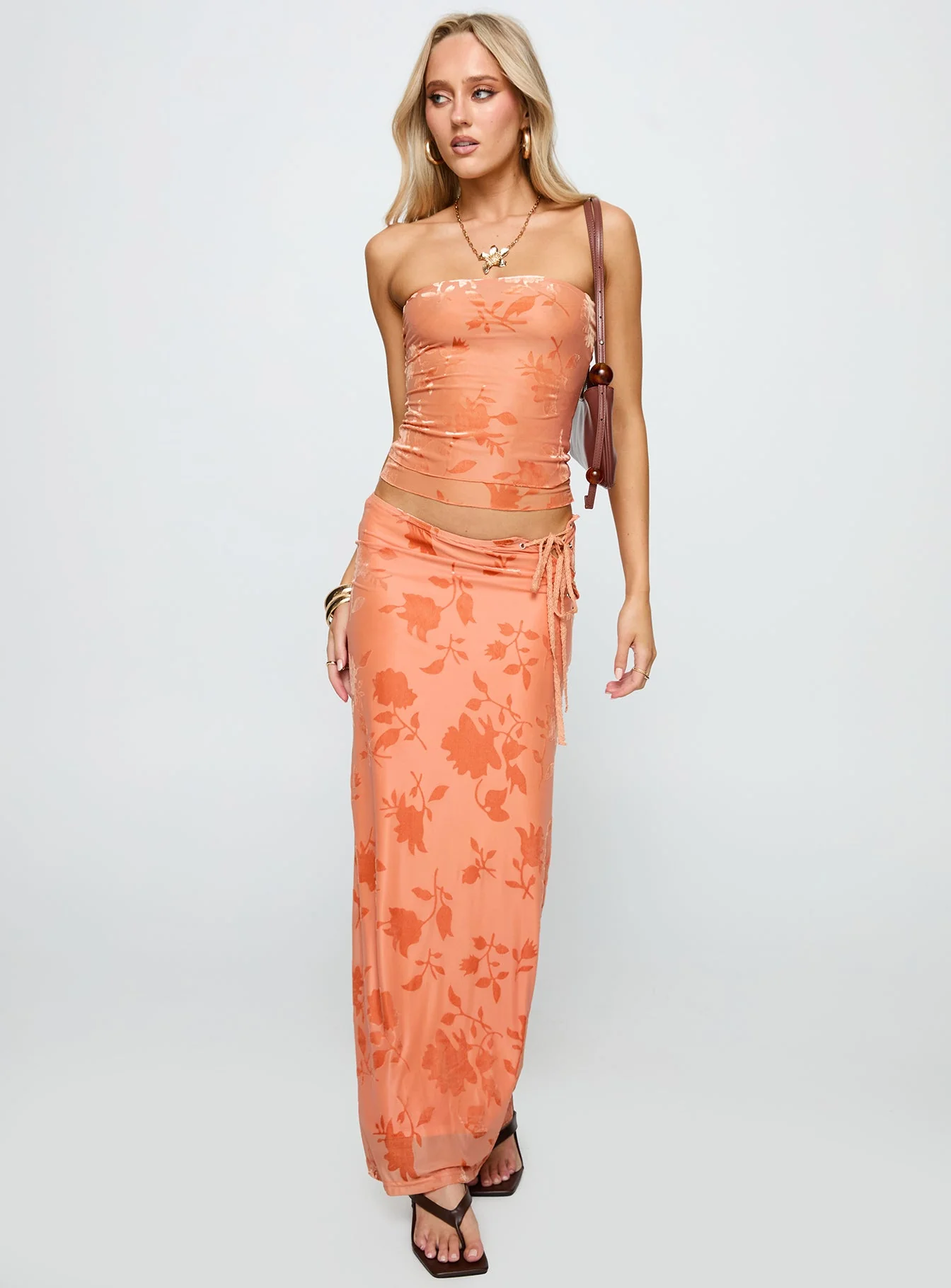 Mikah Strapless Top Orange - Image 3
