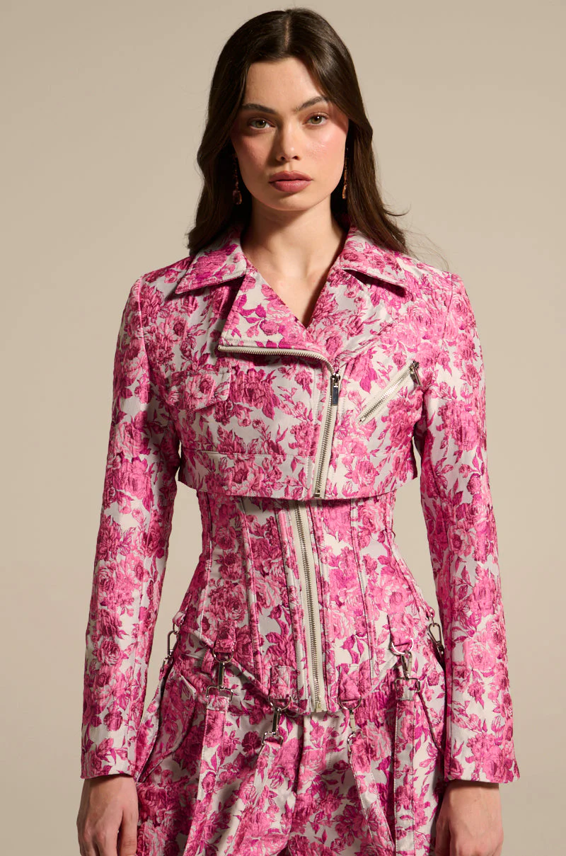 MILEY JACQUARD CROPPED MOTO - Image 3