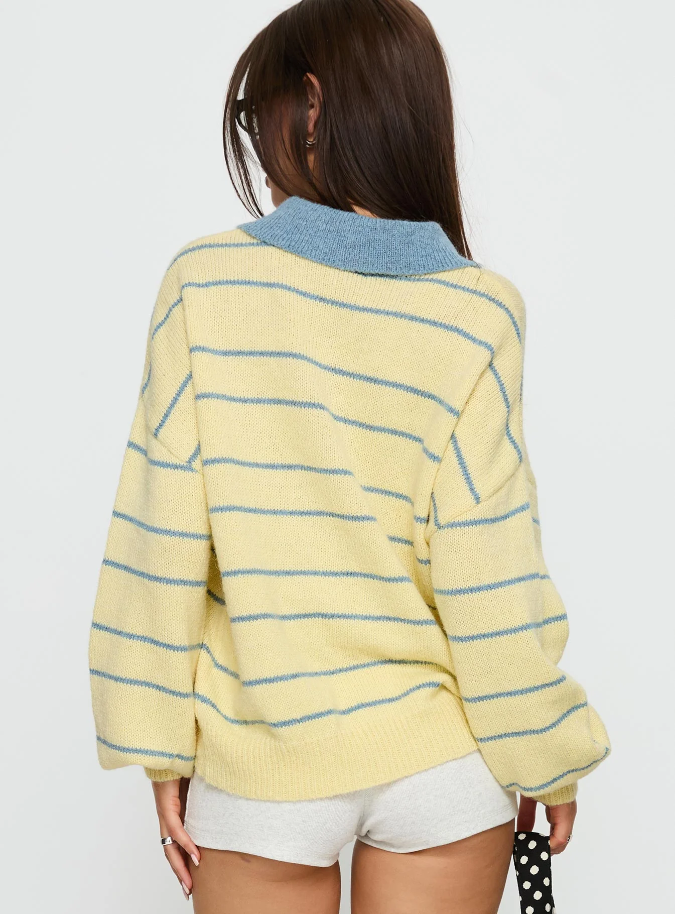 Minda Collared Knit Sweater Yellow Stripe - Image 5