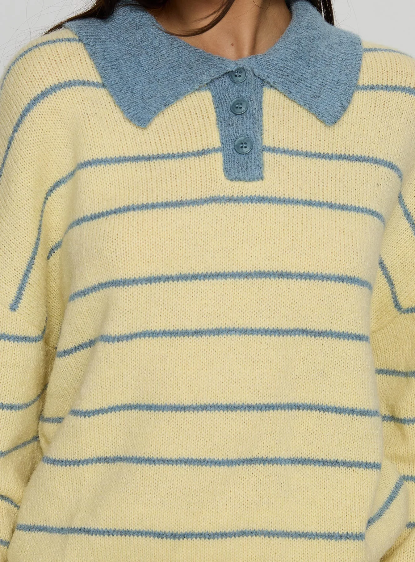 Minda Collared Knit Sweater Yellow Stripe - Image 6
