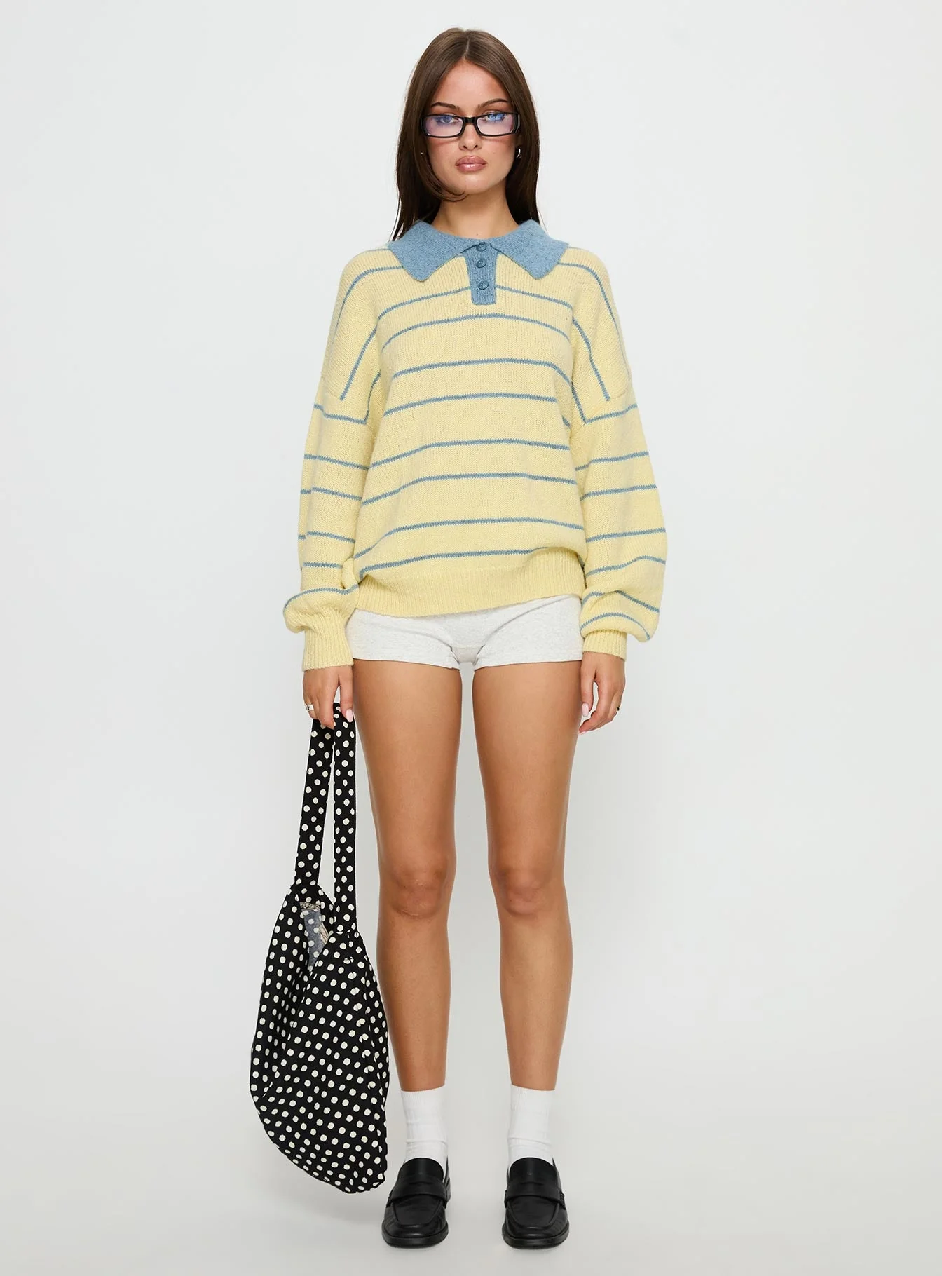 Minda Collared Knit Sweater Yellow Stripe - Image 7