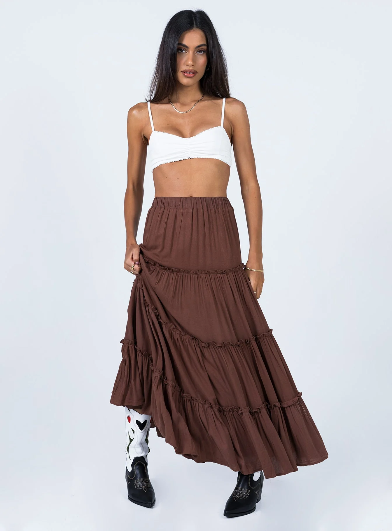 Miriah Maxi Skirt Brown - Image 2