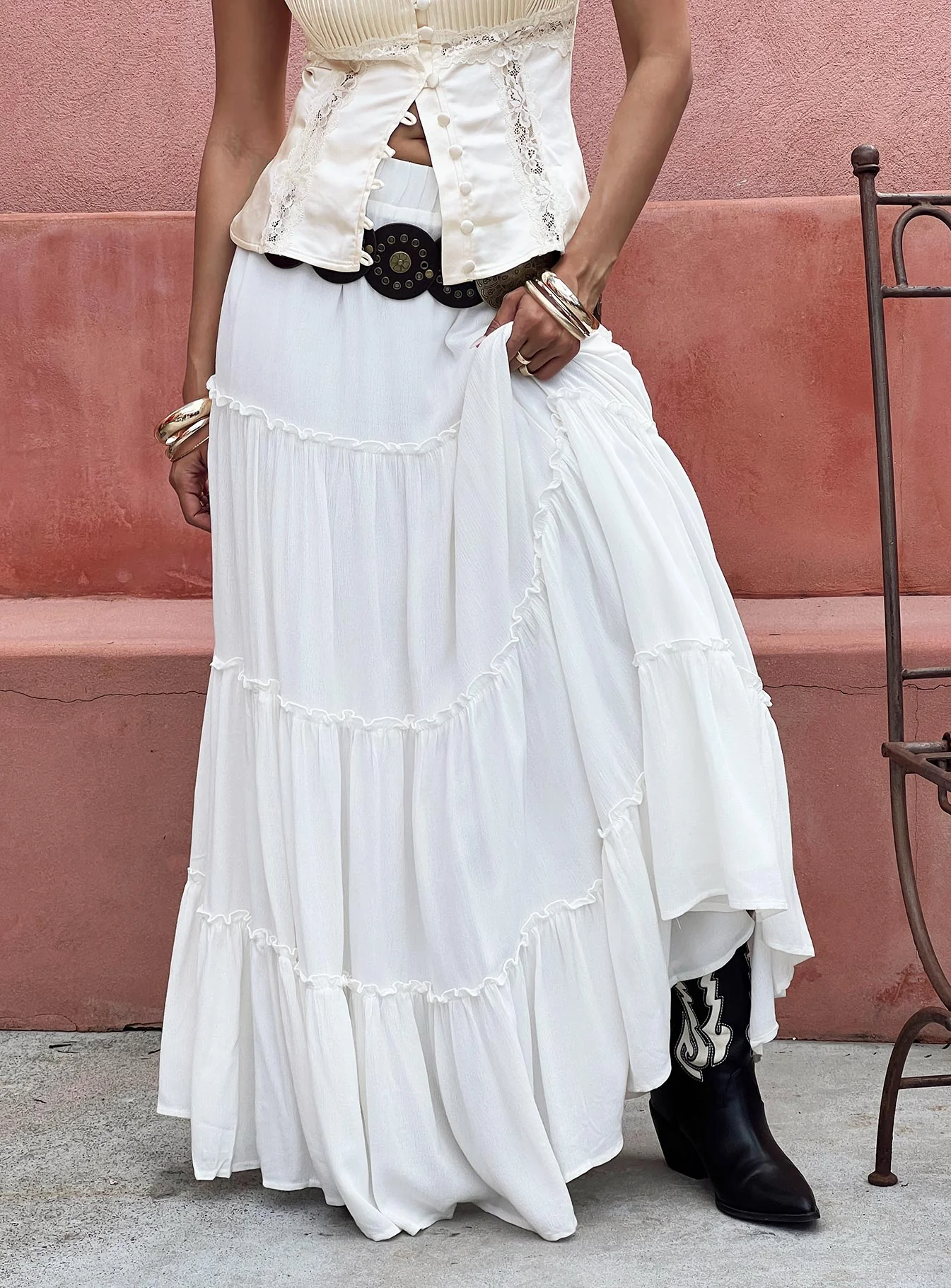 Miriah Maxi Skirt White Low Impact - Image 12