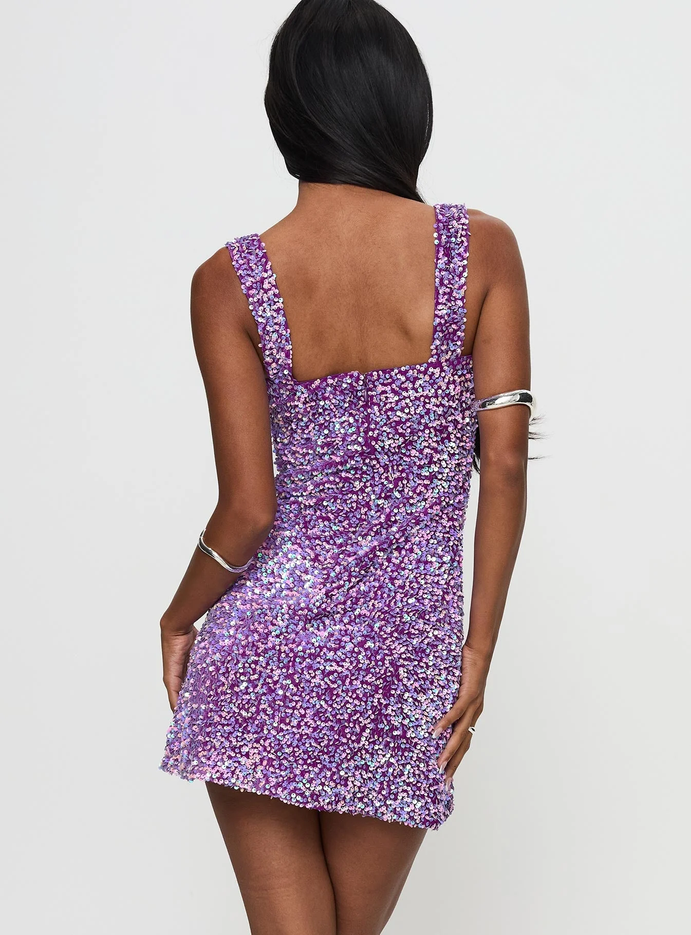 Miss Me Sequin Mini Dress Purple - Image 5