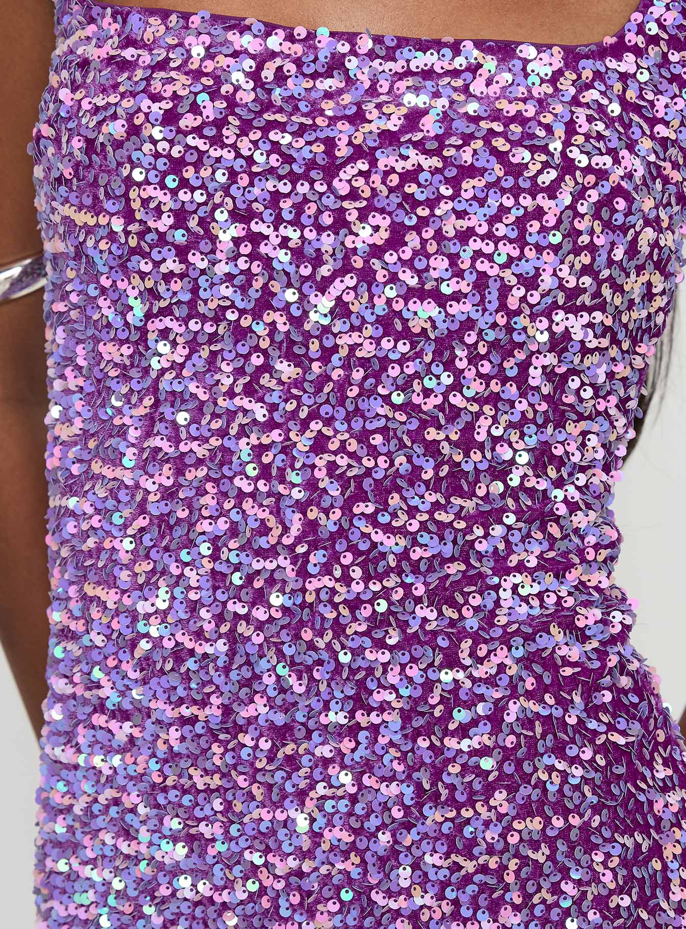 Miss Me Sequin Mini Dress Purple - Image 6
