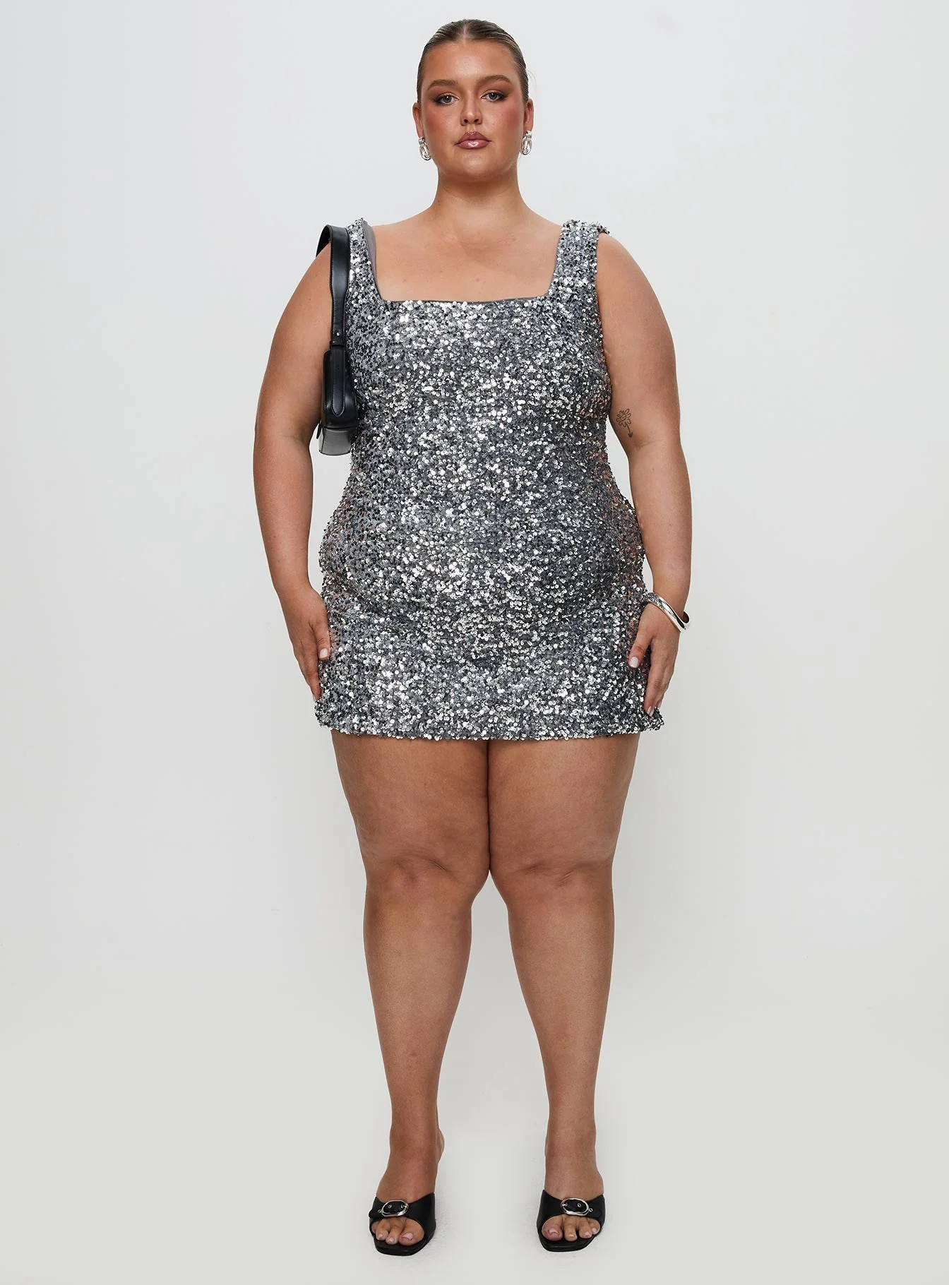 Miss Me Sequin Mini Dress Silver Curve - Image 7