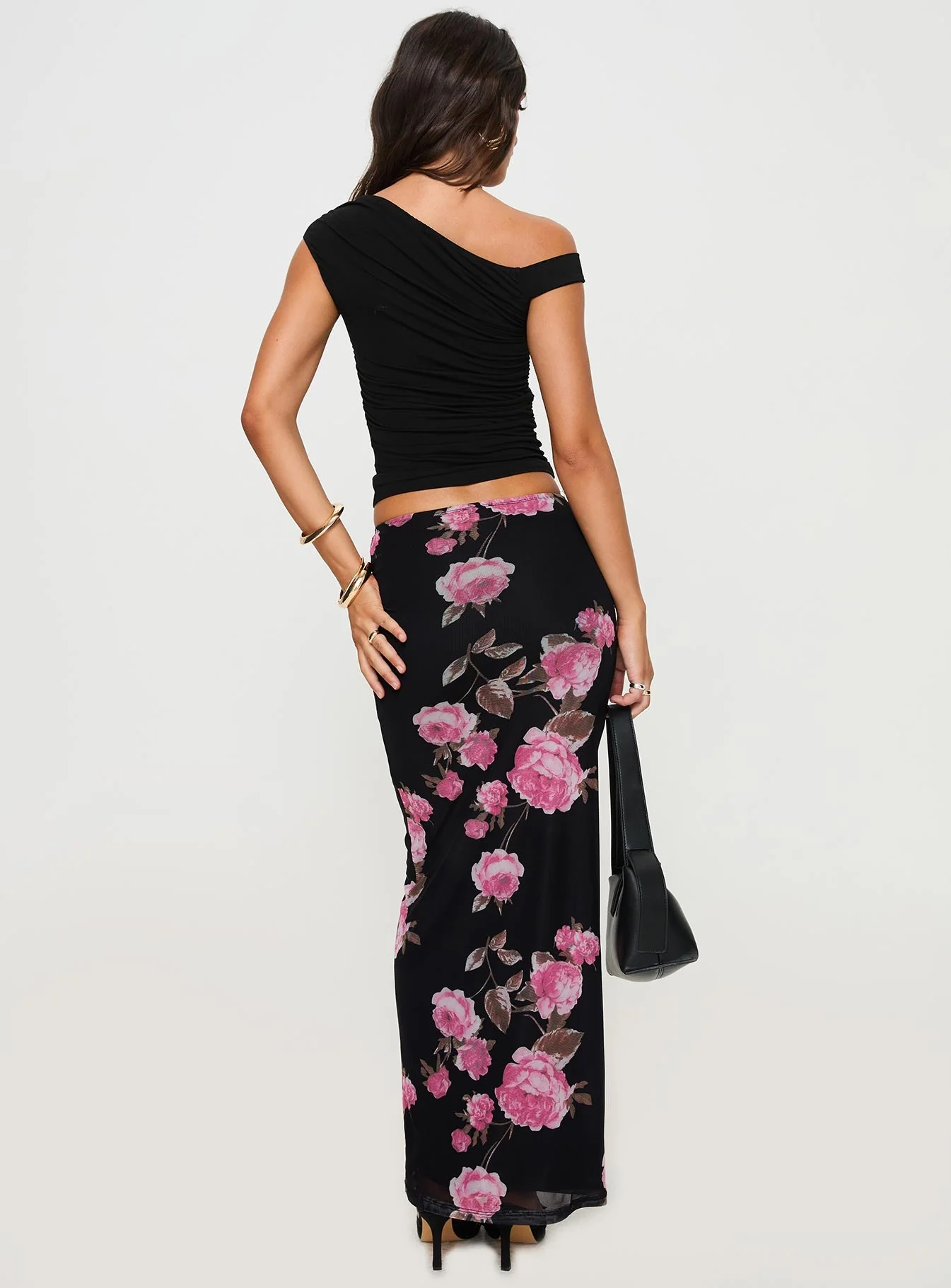 Modalla Maxi Skirt Black Floral - Image 5