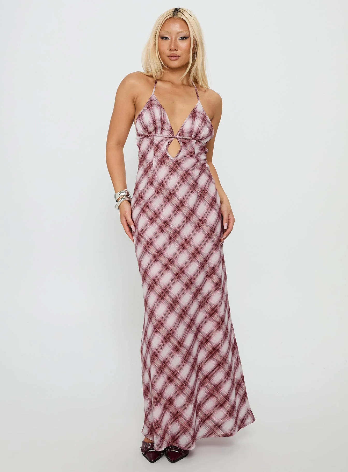 Momentous Backless Halter Maxi Dress Multi - Image 2