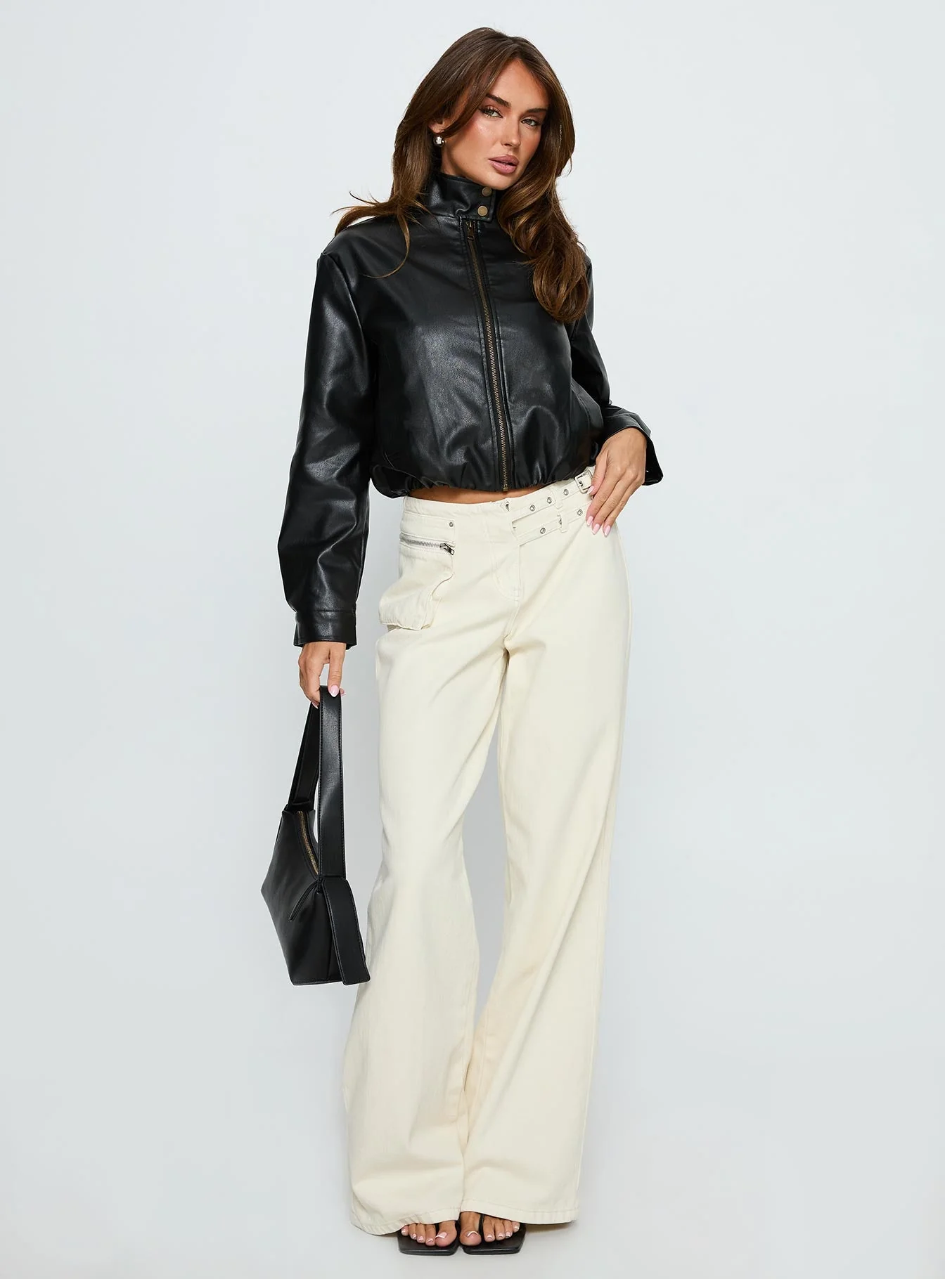 Monay Faux Leather Jacket Black - Image 2