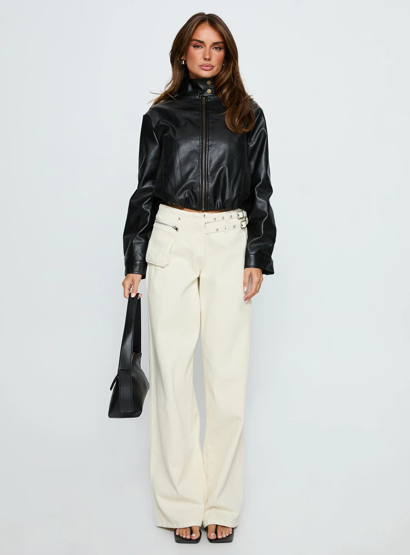 Monay Faux Leather Jacket Black - Image 6