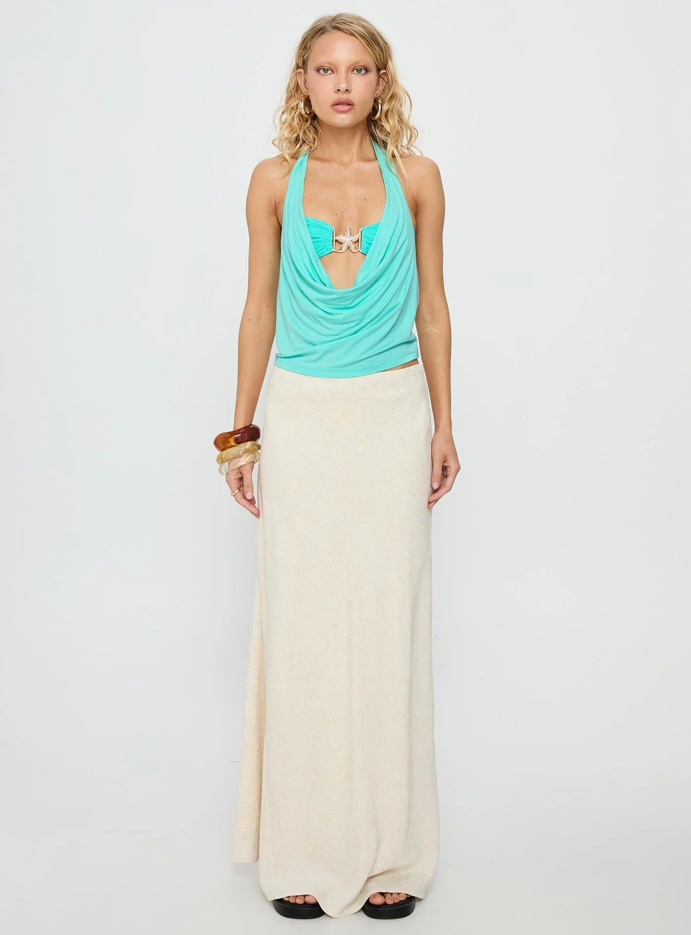 Money Talks Star Detail Top Aqua - Image 7