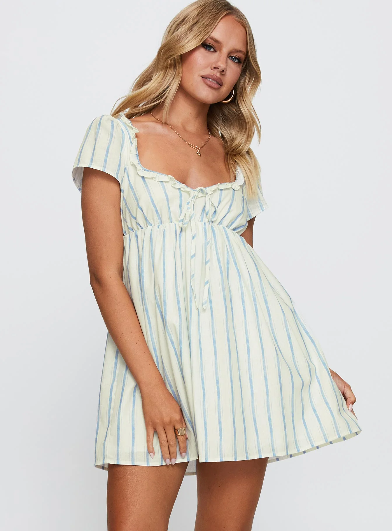 Monsterrat Mini Dress Blue Stripe - Image 2