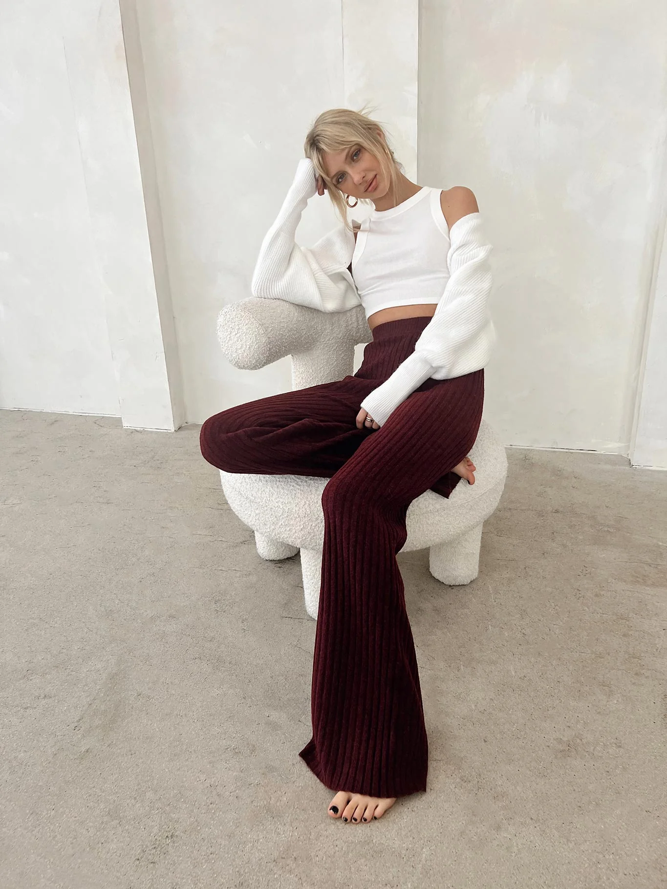 Montana Knit Pants Maroon - Image 3