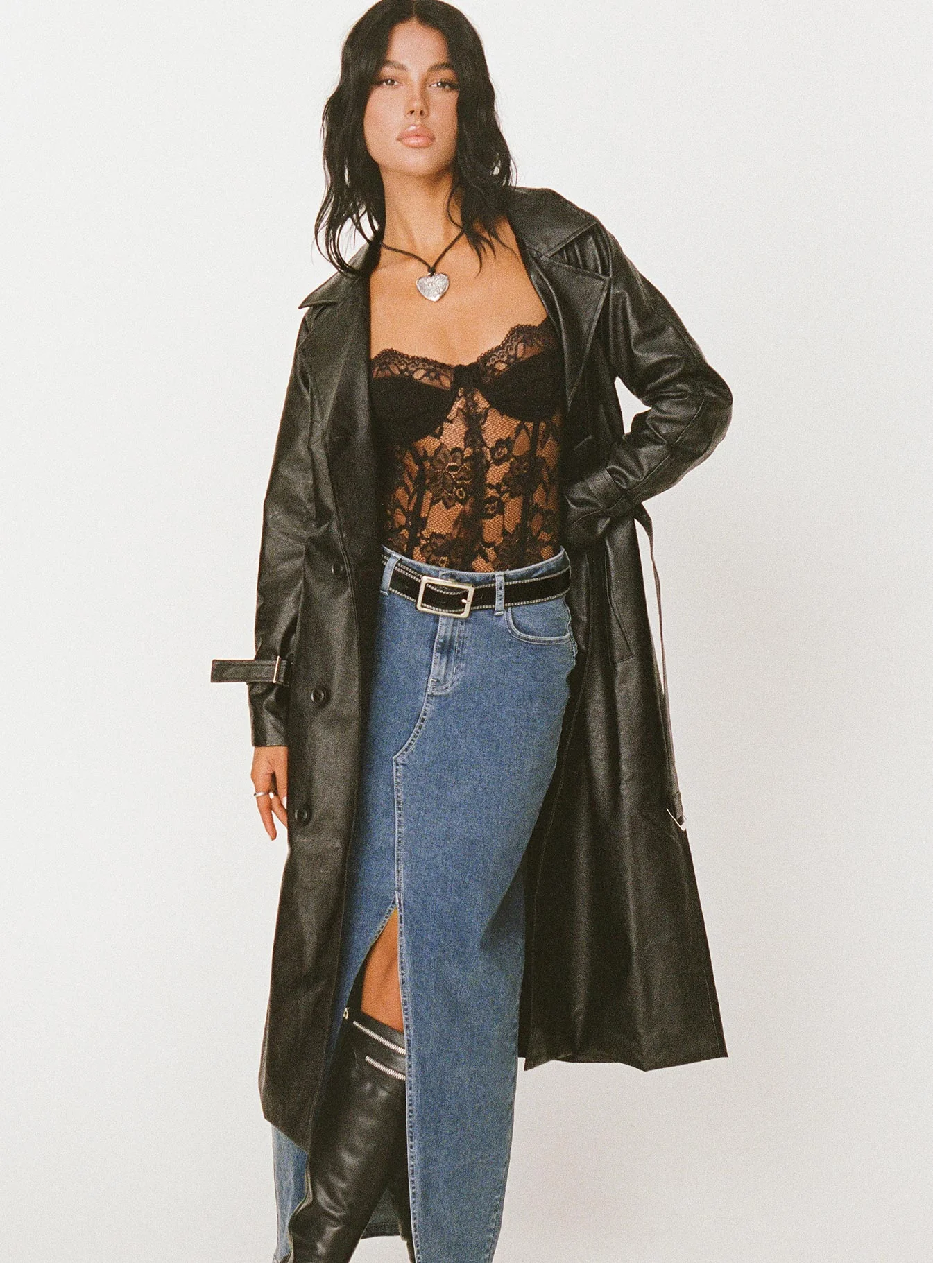 Montanna Faux Leather Coat Black - Image 7