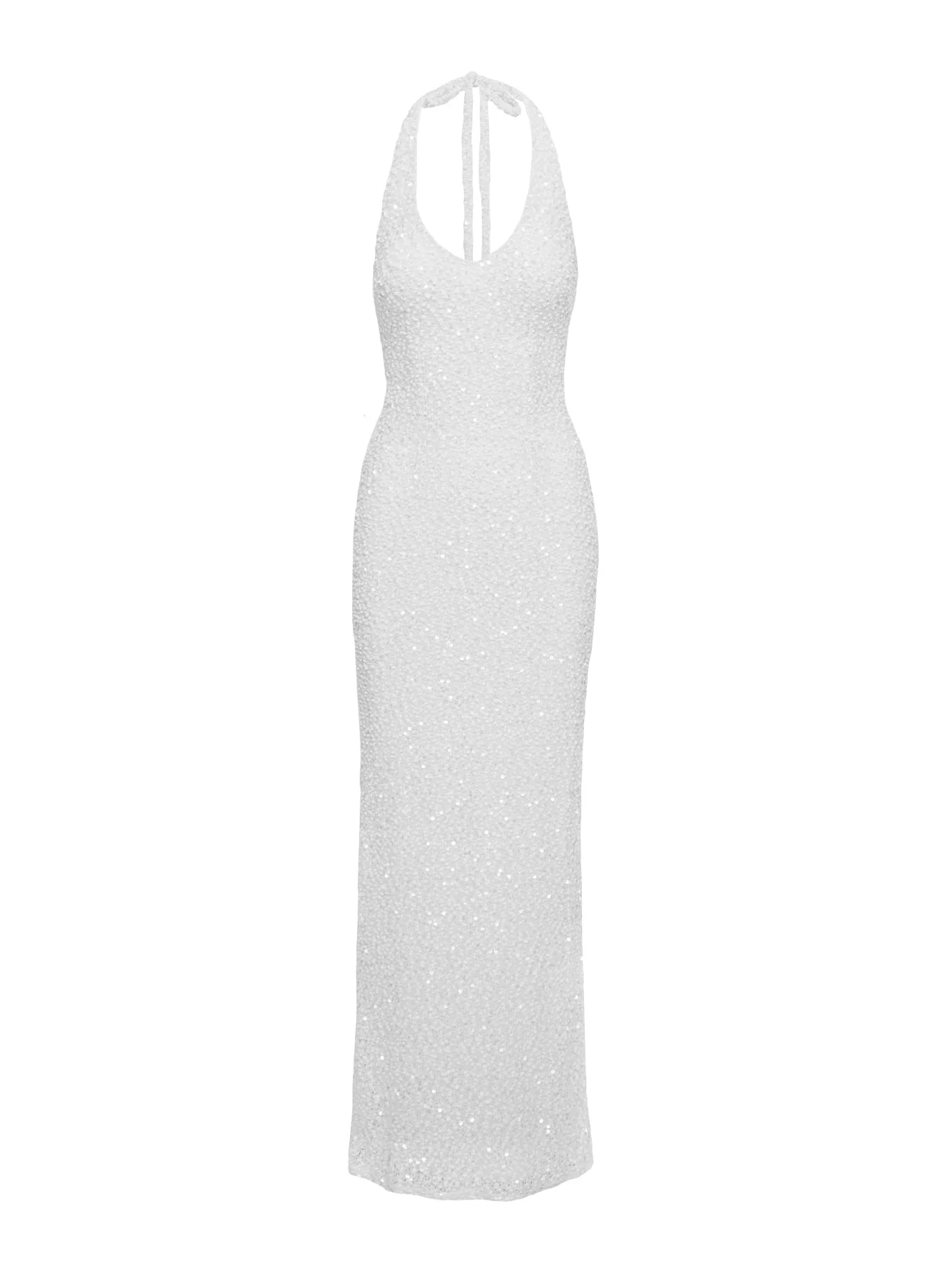 Moon And Back Boucle Sequin Maxi Dress White - Image 5