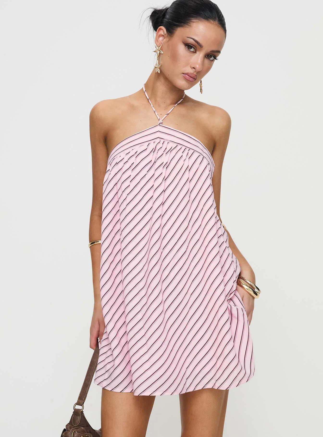Moonlit Mini Dress Pink Stripe Petite - Image 2