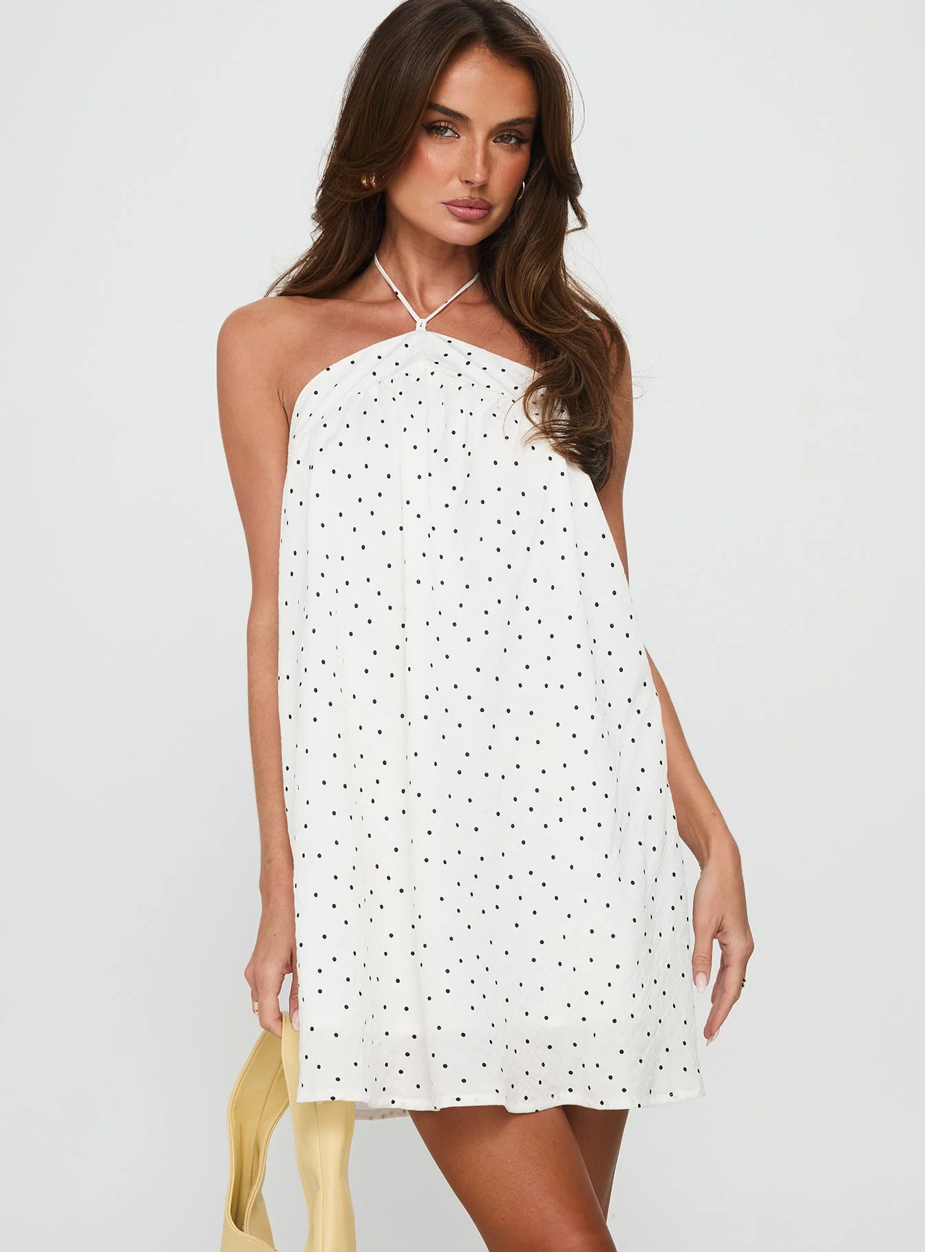 Moonlit Mini Dress White Polka - Image 2