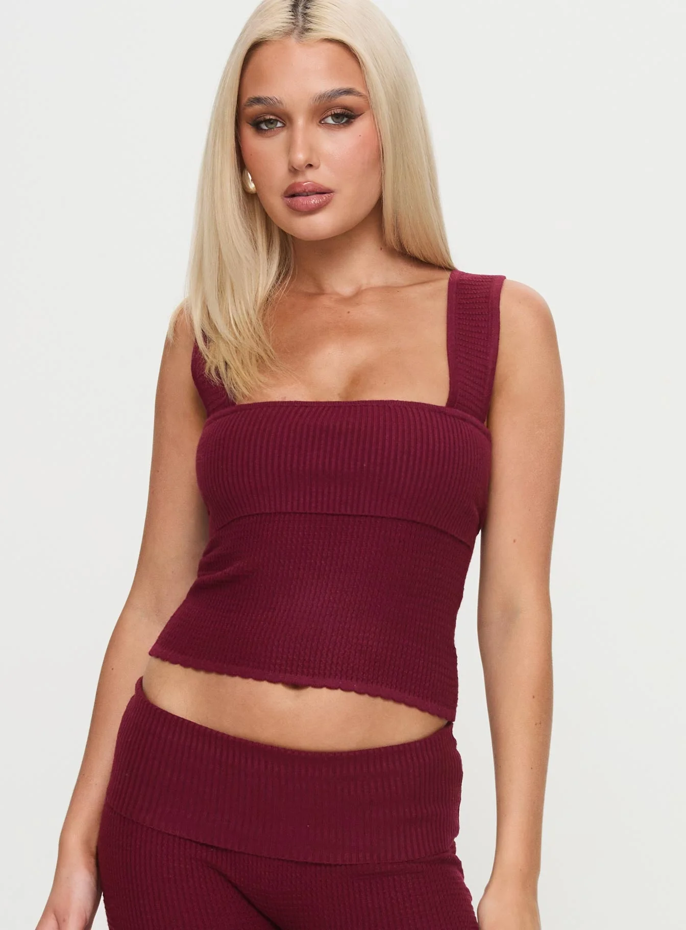 Mooring Square Neck Top Maroon - Image 2