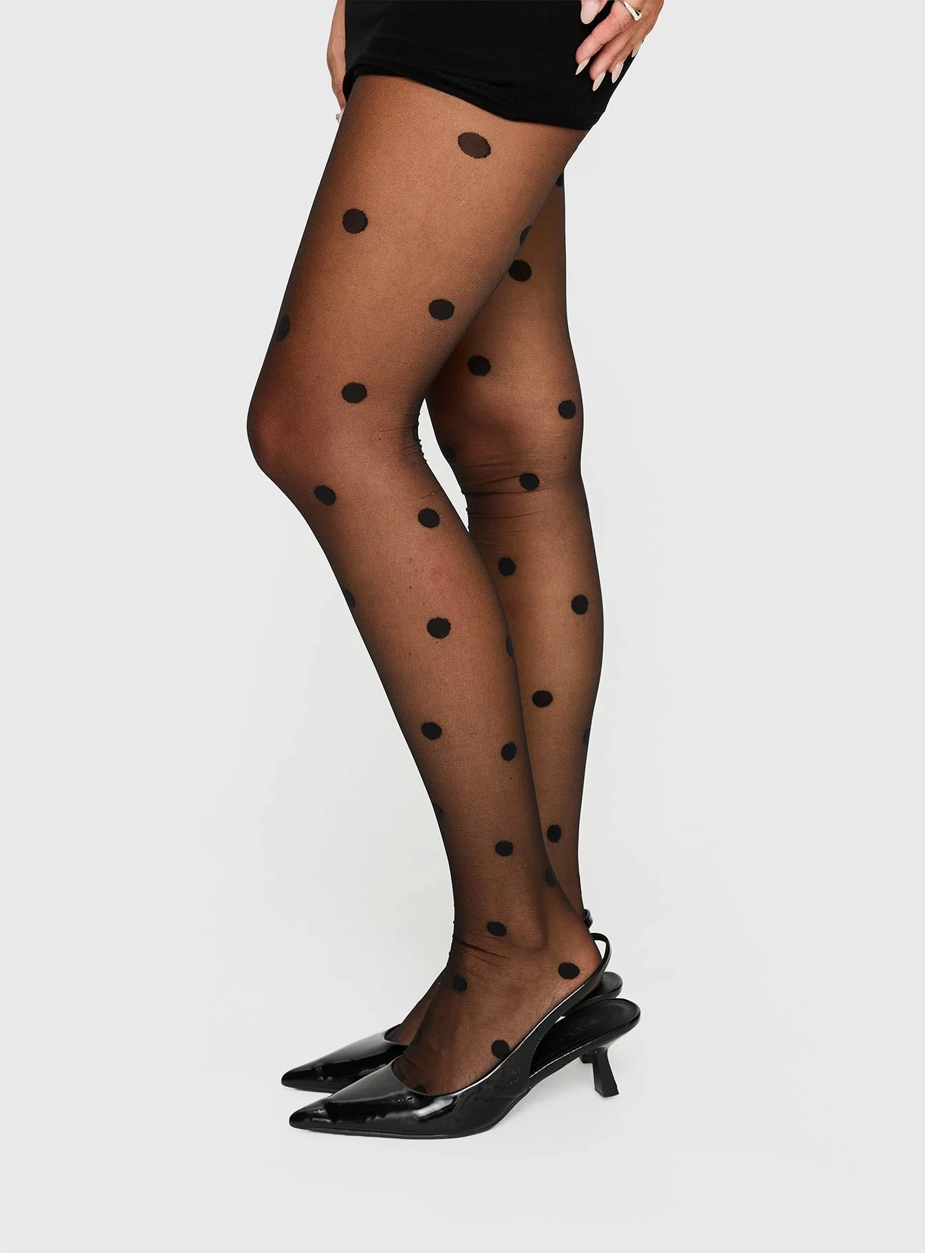 Morgynne Sheer Tights Black Polka - Image 3