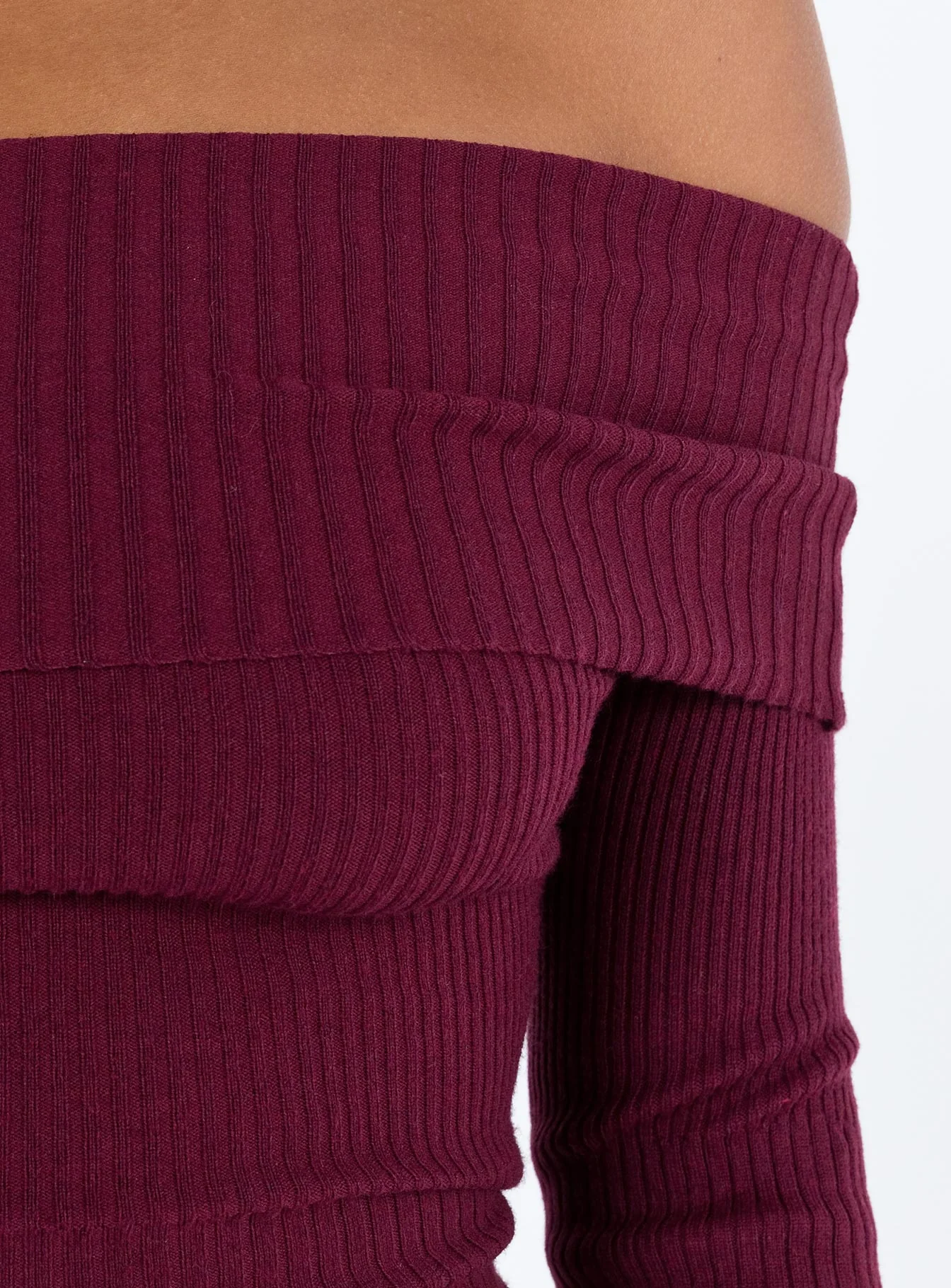 Morley Off Shoulder Sweater Burgundy - Image 7
