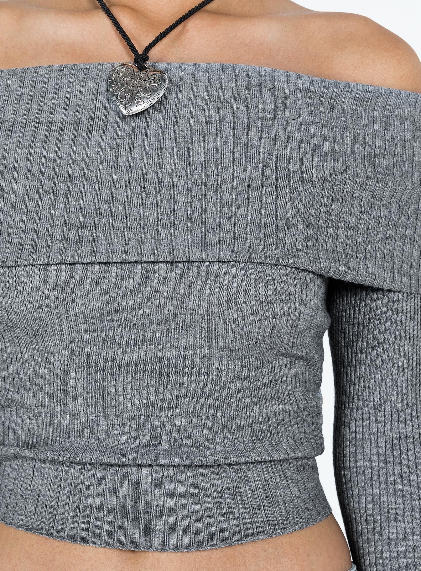 Morley Off Shoulder Sweater Grey Marle - Image 6